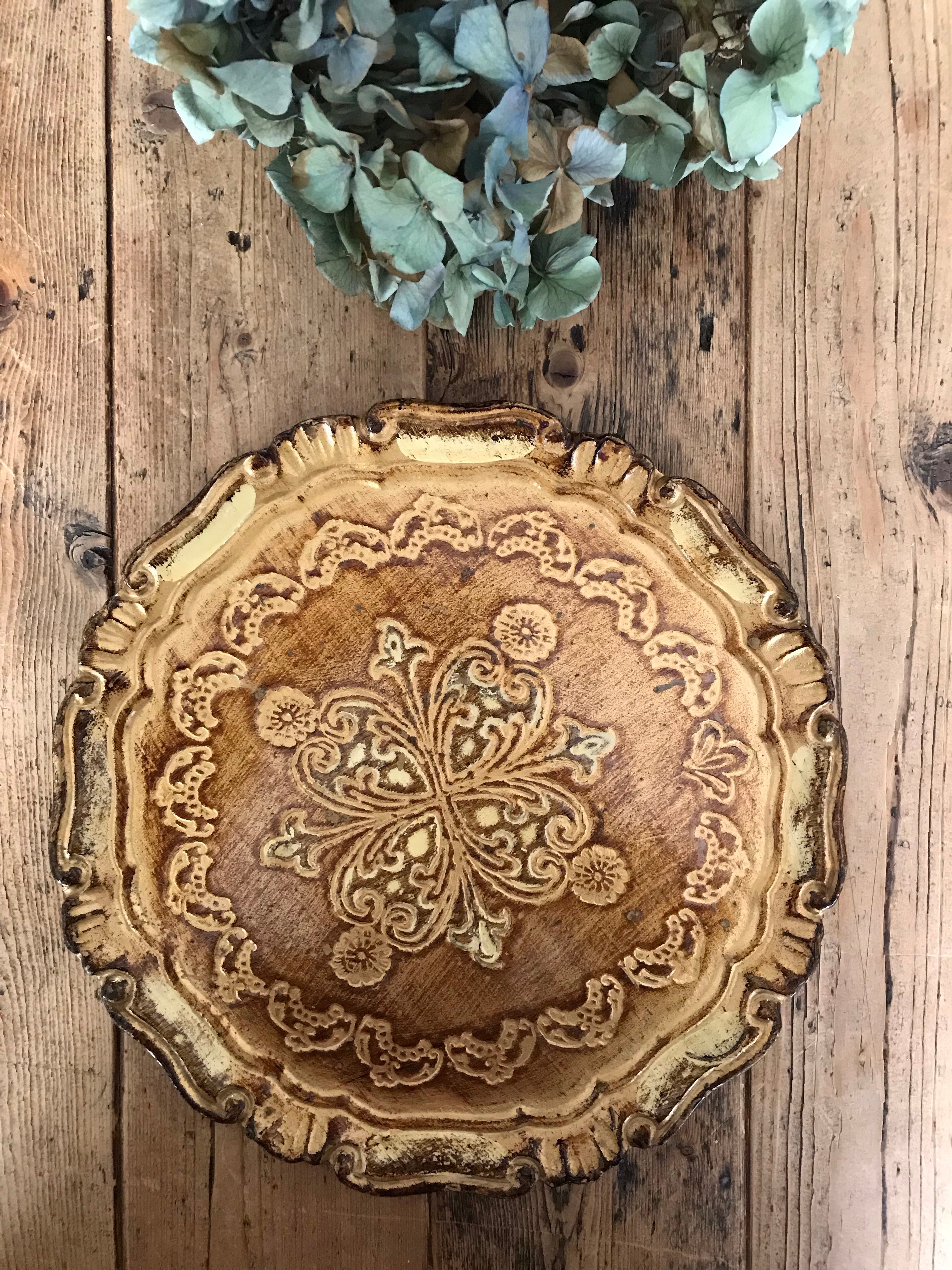 Small Gold Florentine Vintage Gilt Tray