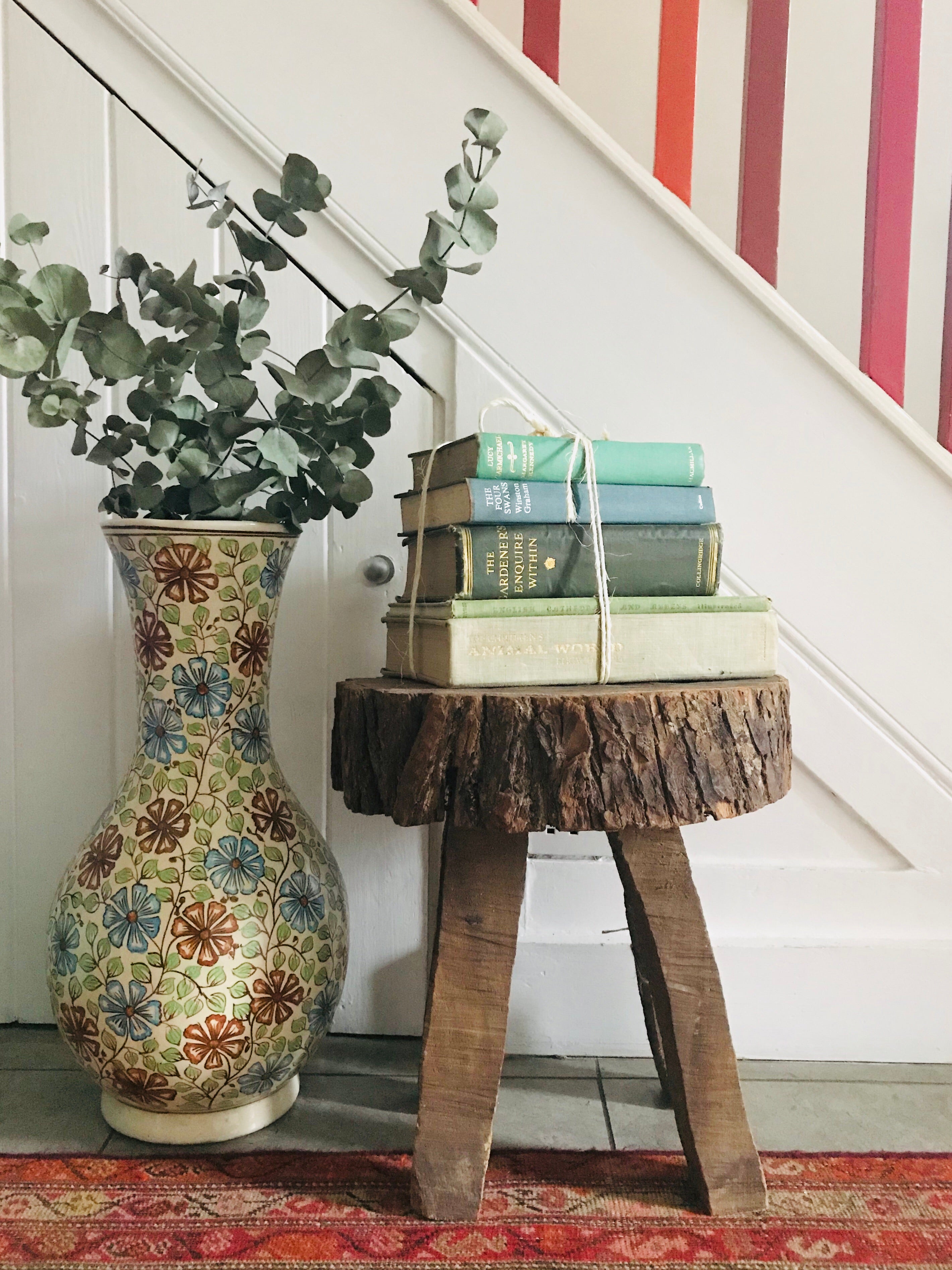 Rustic Stool/Sidetable carved from one piece of wood
