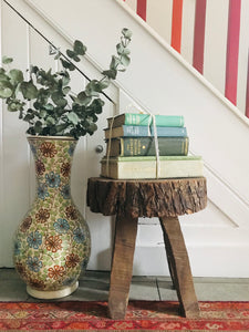 Rustic Stool/Sidetable carved from one piece of wood