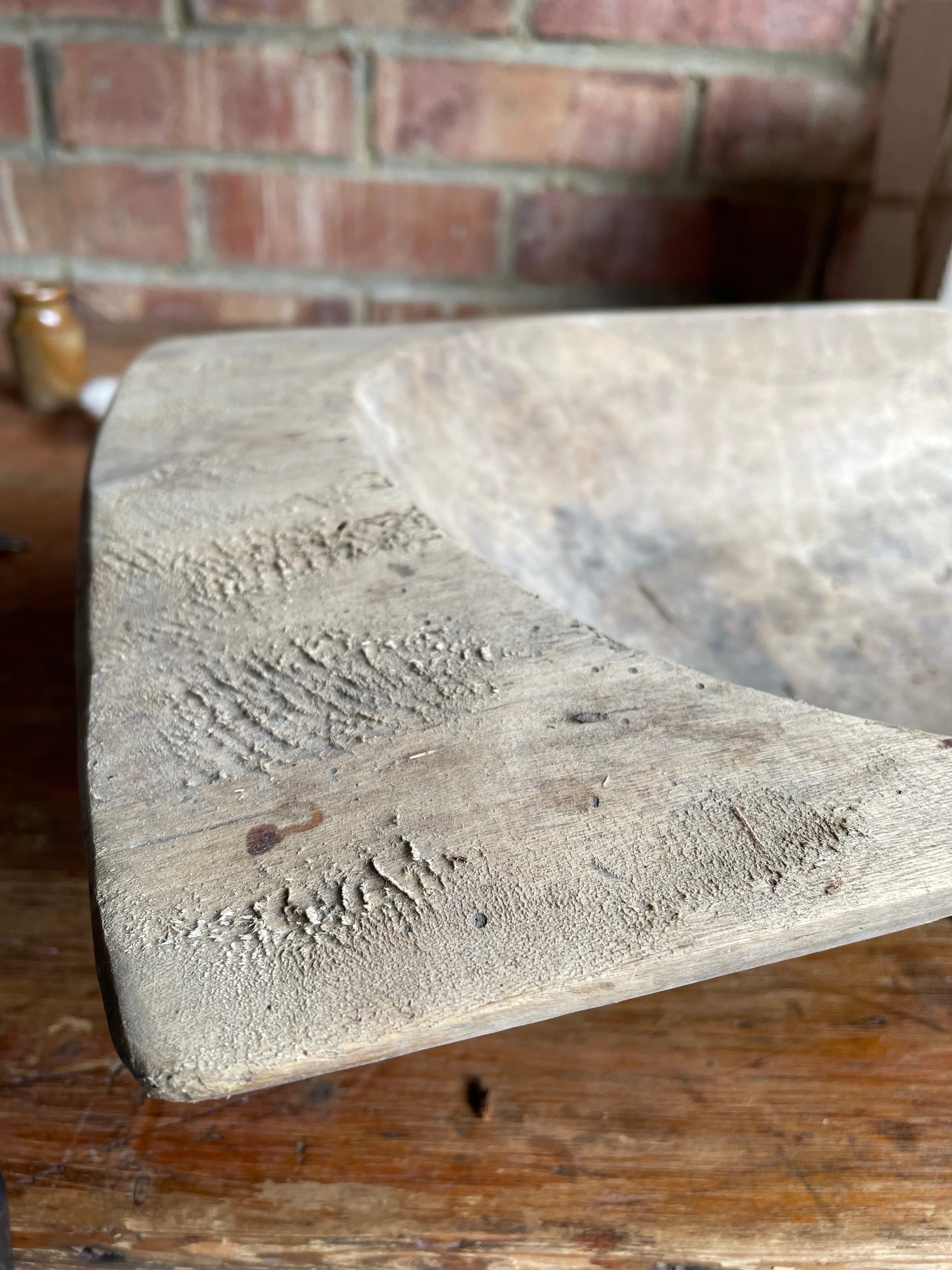 Large Rustic Wooden Dough Bowl 1