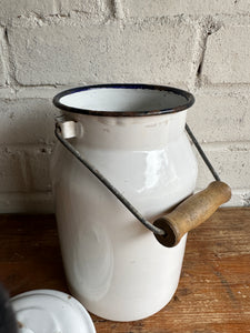White Enamel Milk Can 2