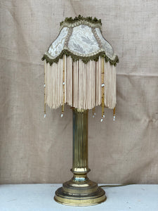 Antique Gold Lamp with Fringing & Tapestry