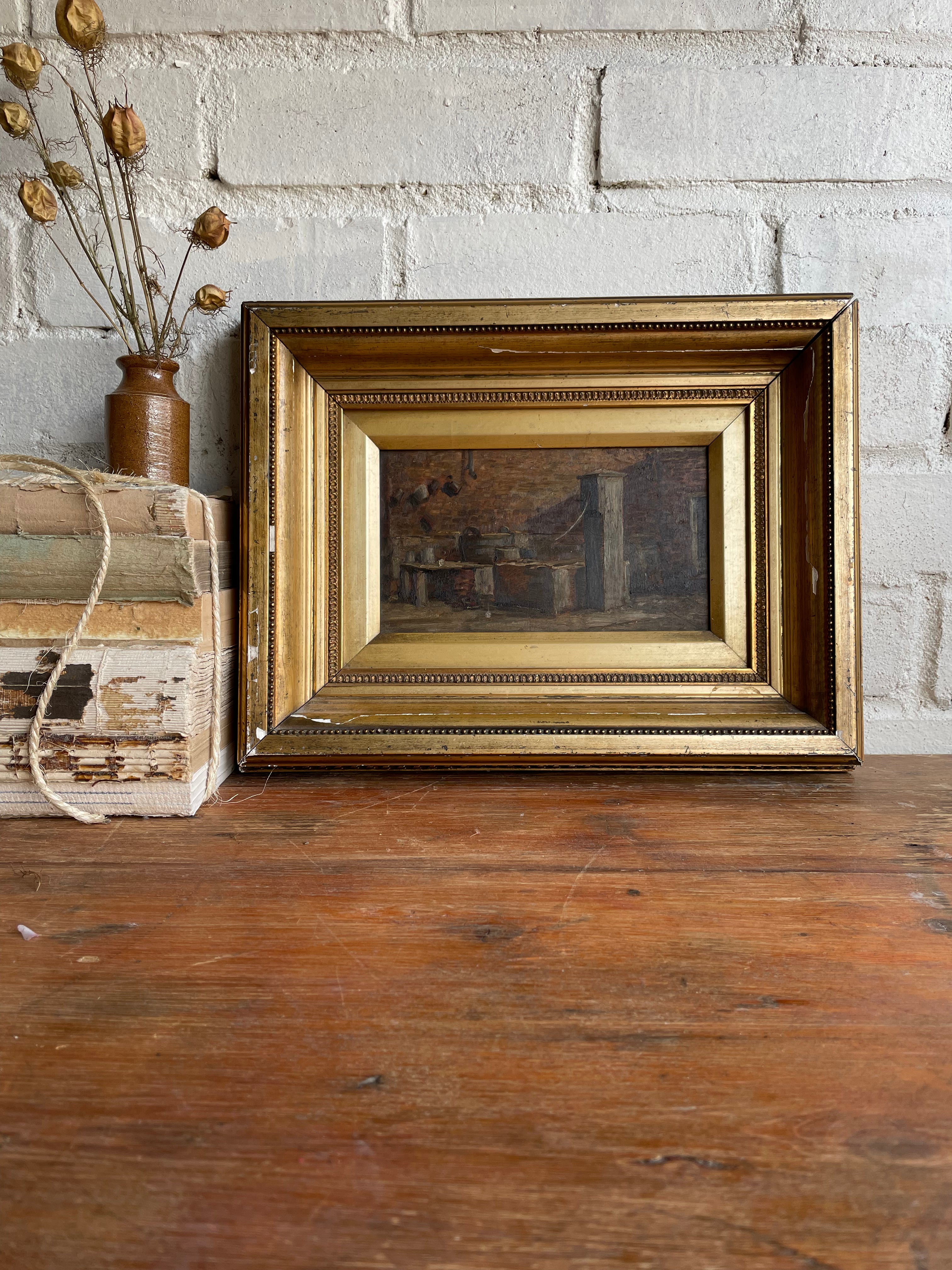 A Rustic Kitchen: Small Antique Oil