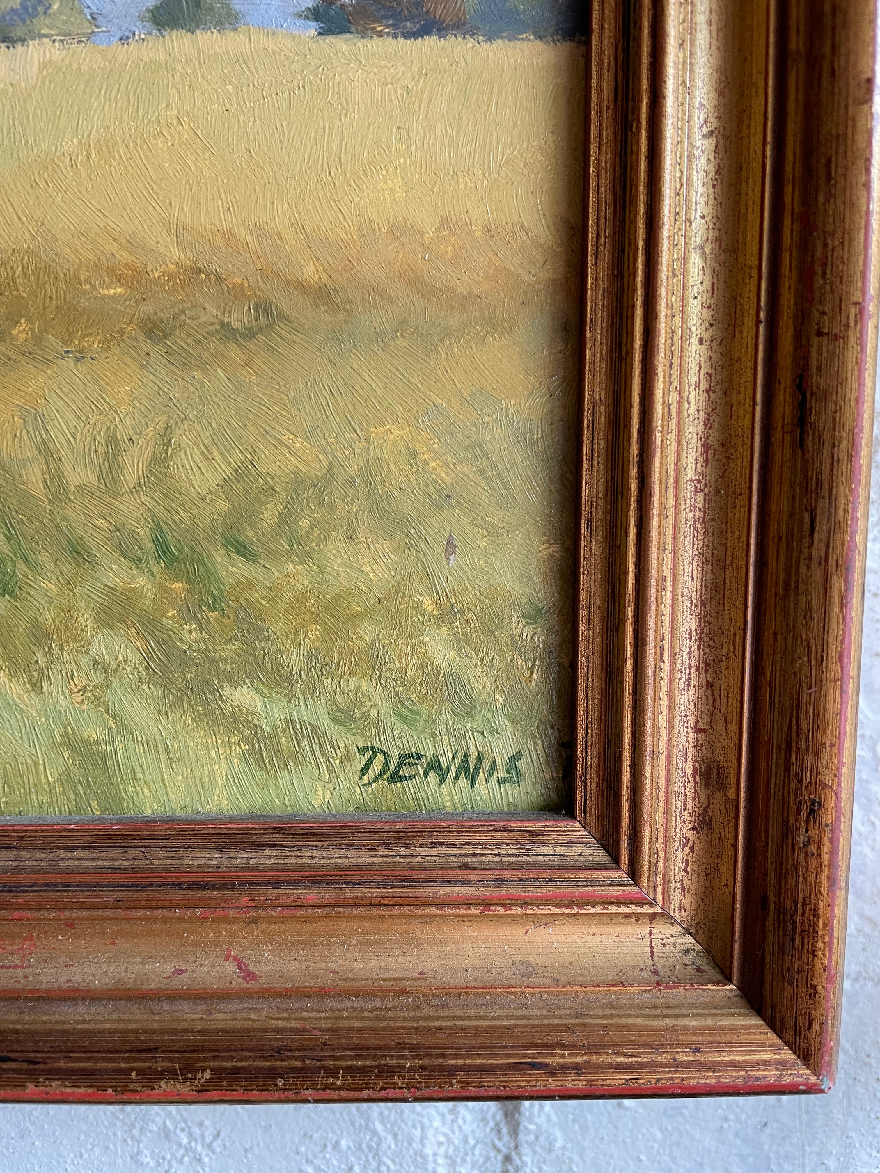 Hampshire Landscape: Small Signed Oil on Board