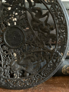 Antique Cast Iron Decorative Filigree Plate