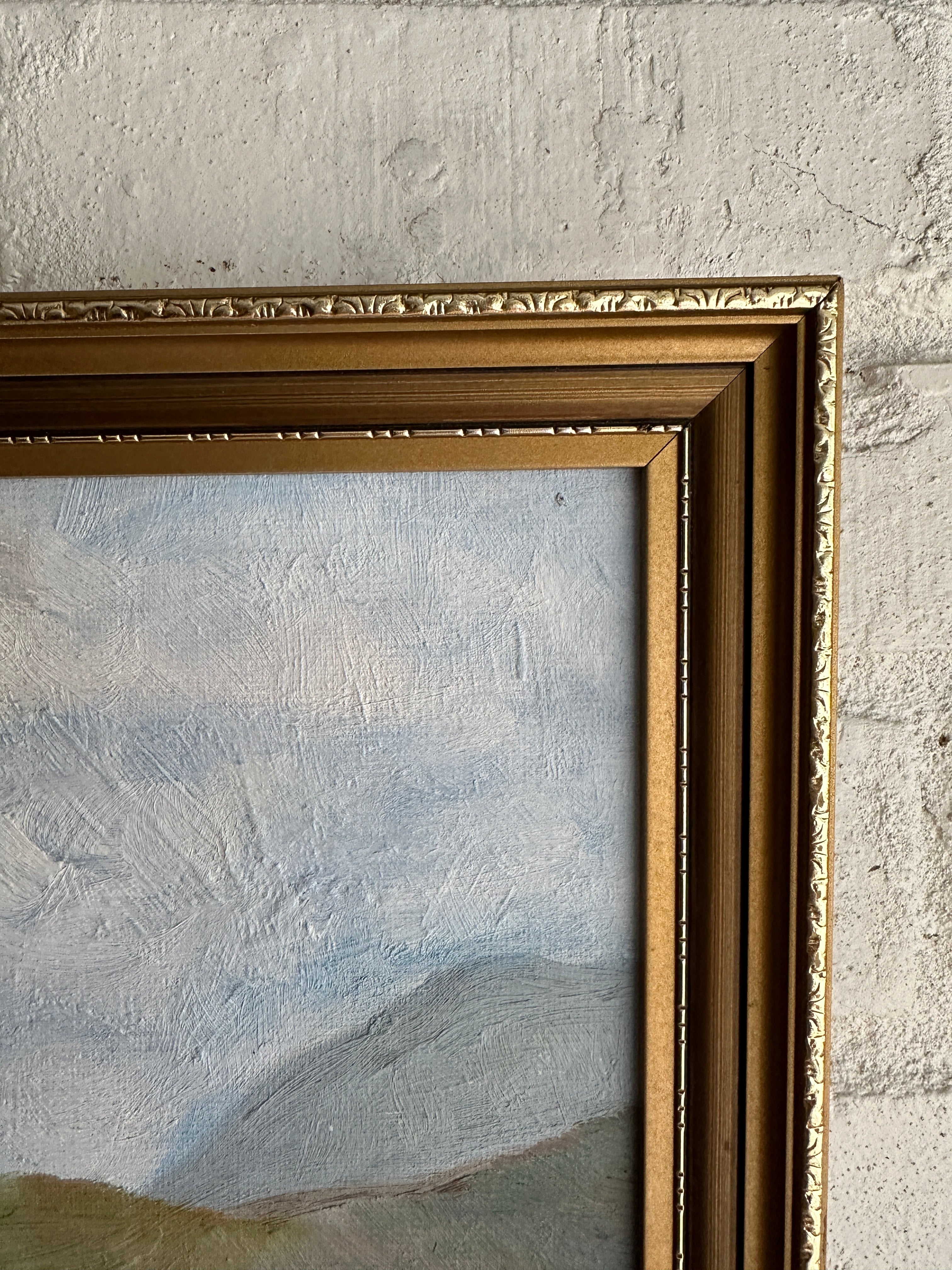 Landscape and Farm: Framed Vintage Oil on Board