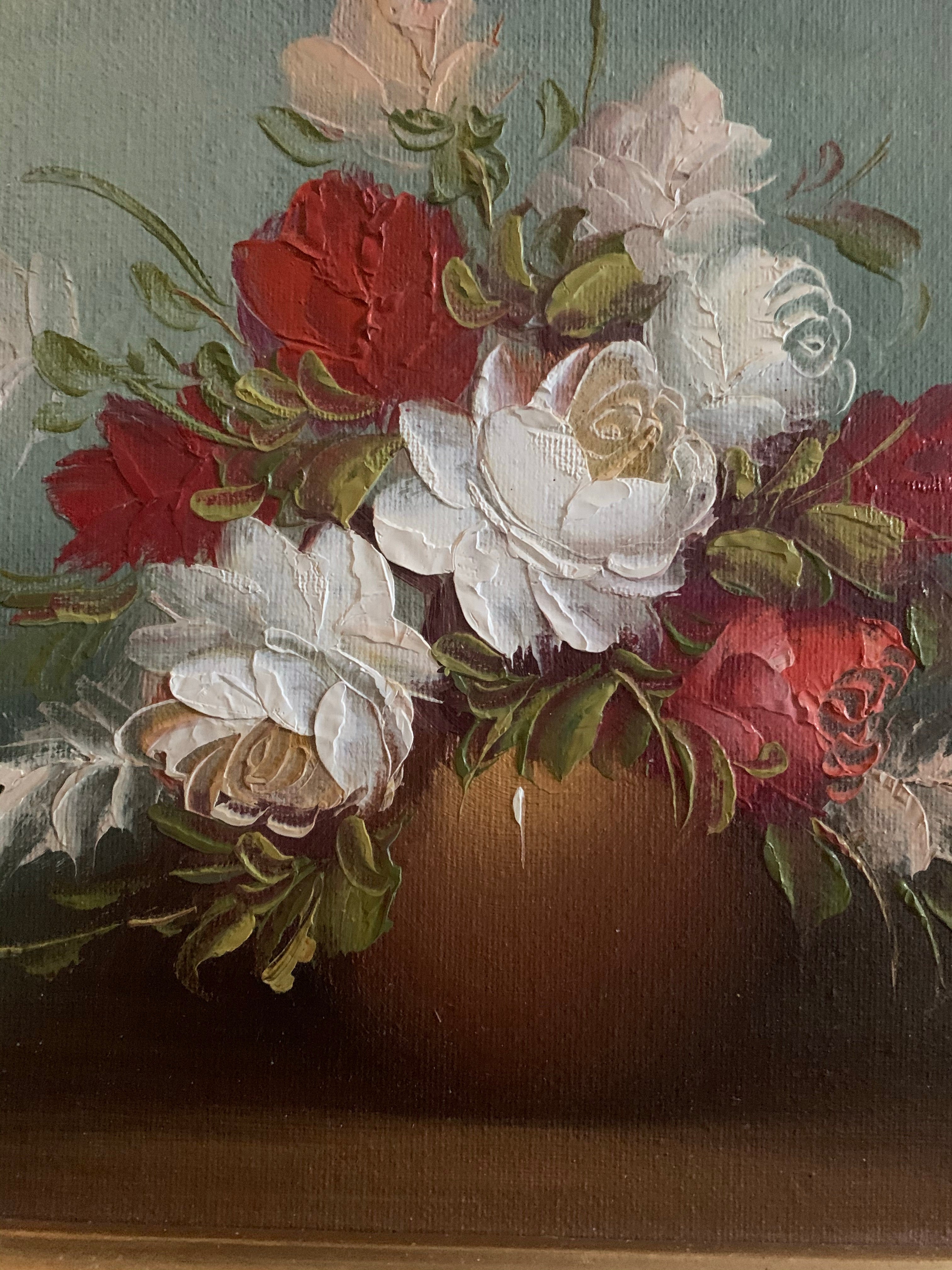 Small Floral Oil Painting with Gilt Frame