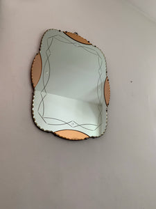 Beautiful Art Deco Mirror with peach glass