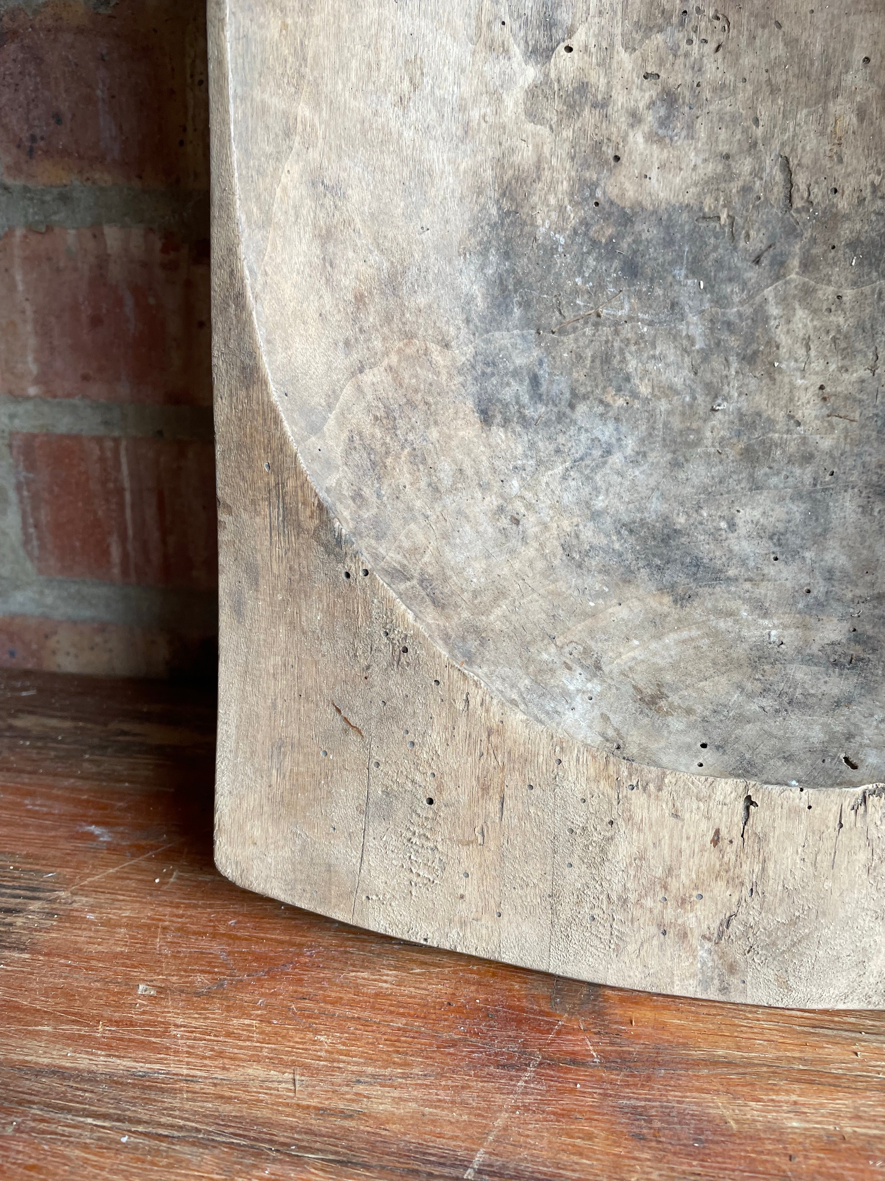 Large Rustic Wooden Dough Bowl 1