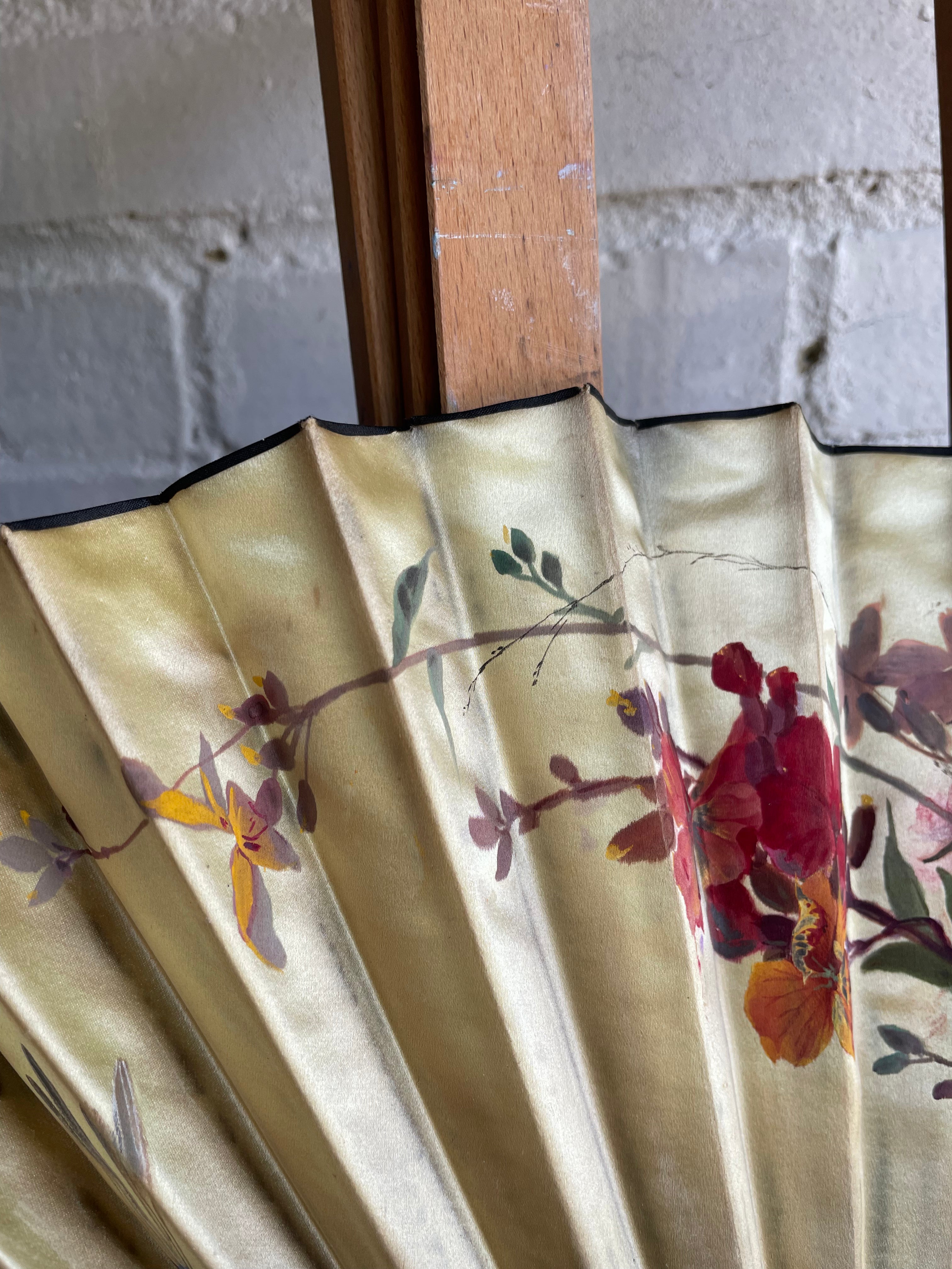 Antique Handpainted Silk Fan