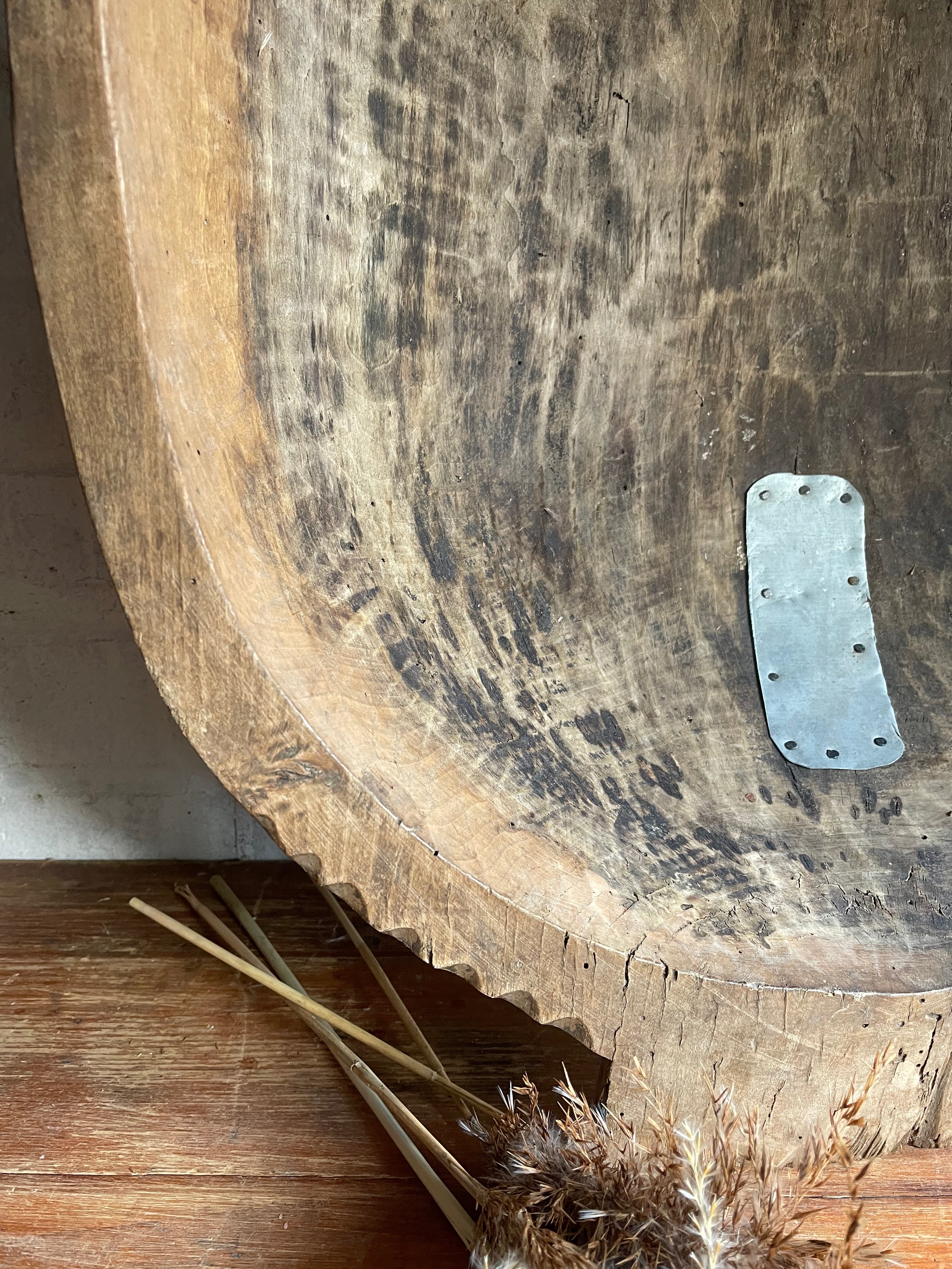 Large Wooden Dough Bowl