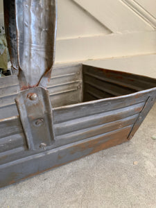 Small Rustic Metal Trug with Adjustable Handle