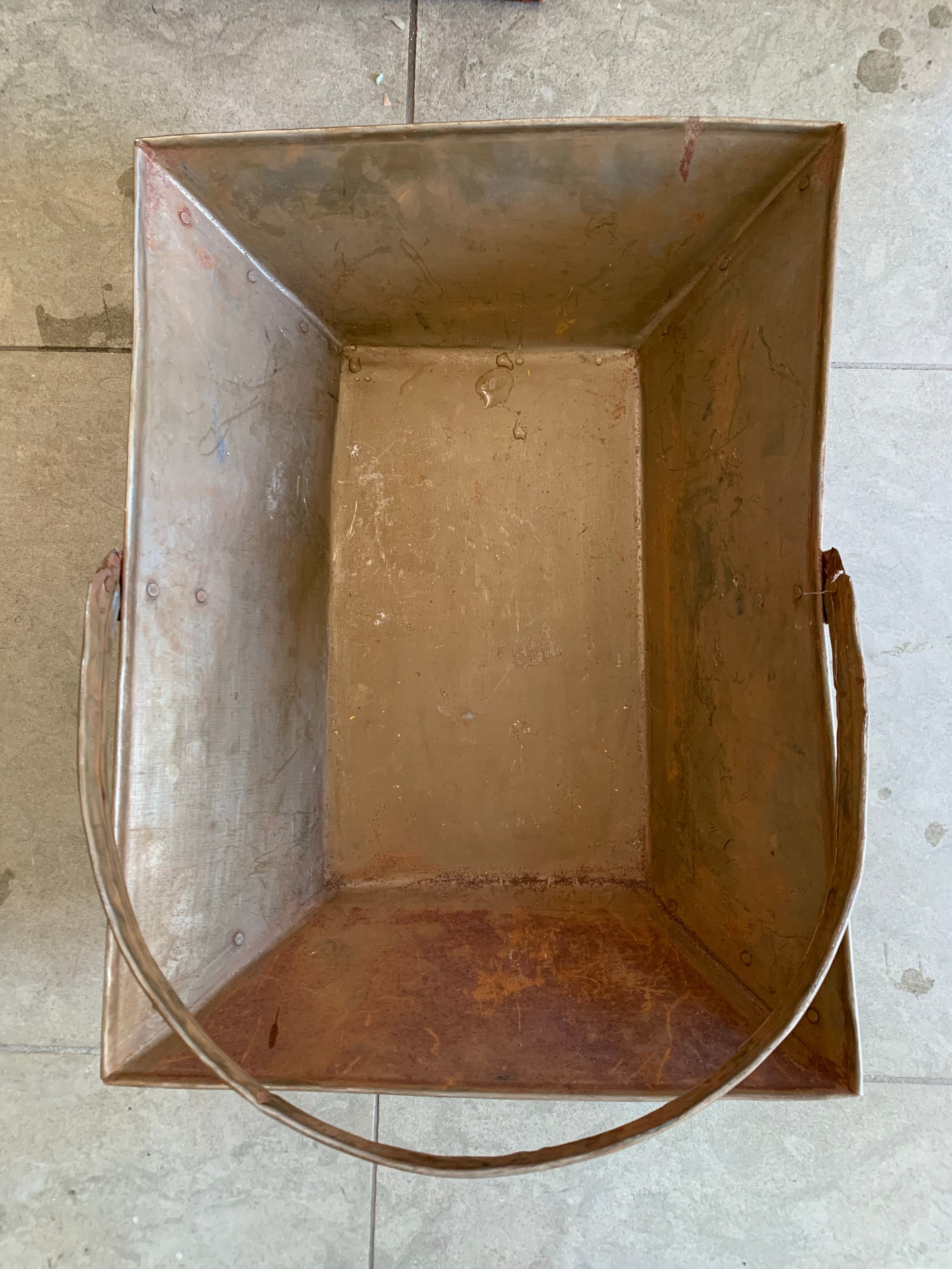 Large Rustic Metal Trug with Adjustable Handle