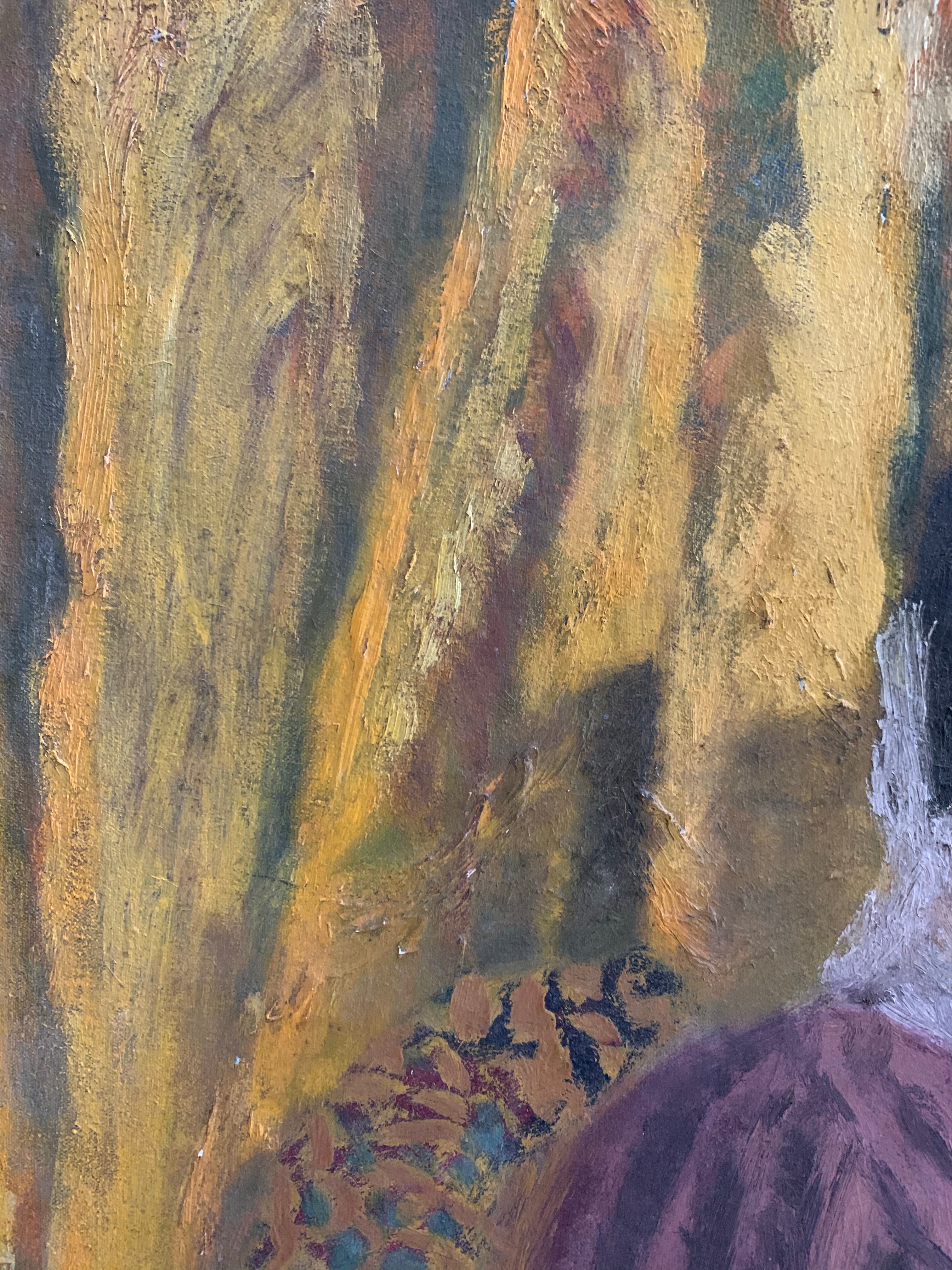 Portrait of a Man with Striped Shirt  - Oil on Canvas
