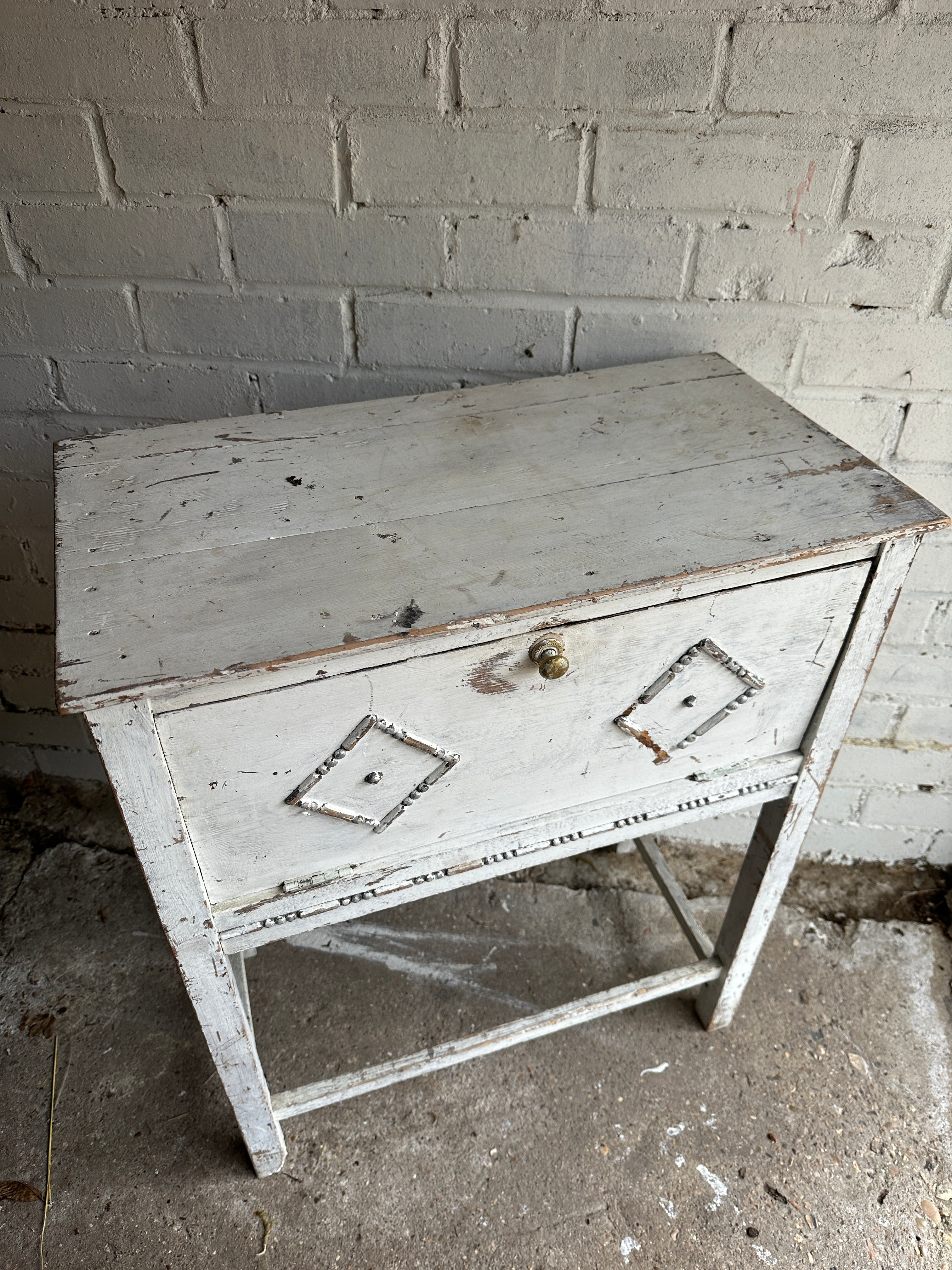 Rustic White Table Cabinet