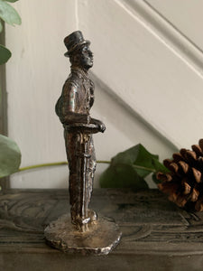 Little English Pewter Figurine -Man with Hat and Bag