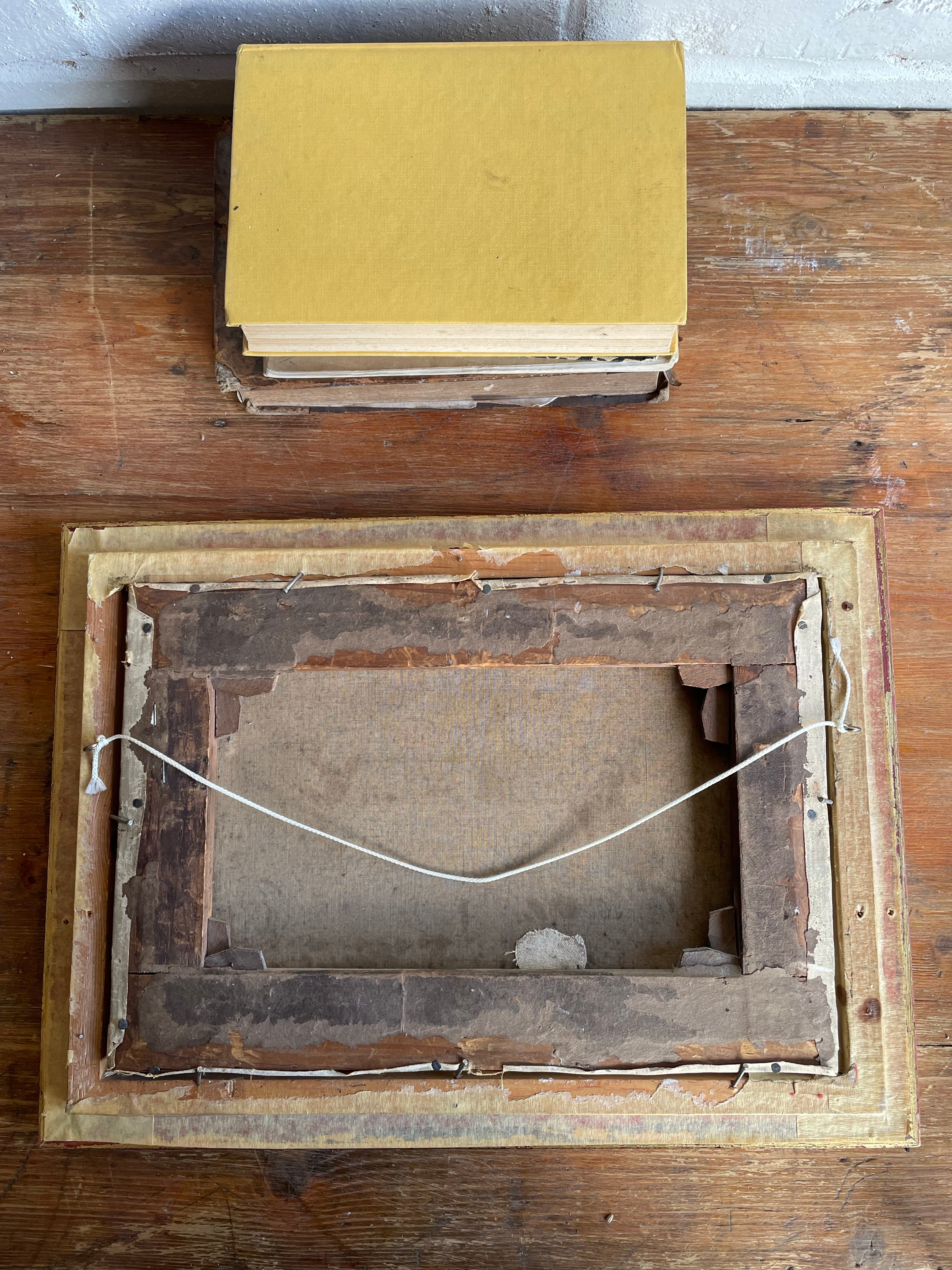 Apple Picking: 19th Century Oil on Canvas