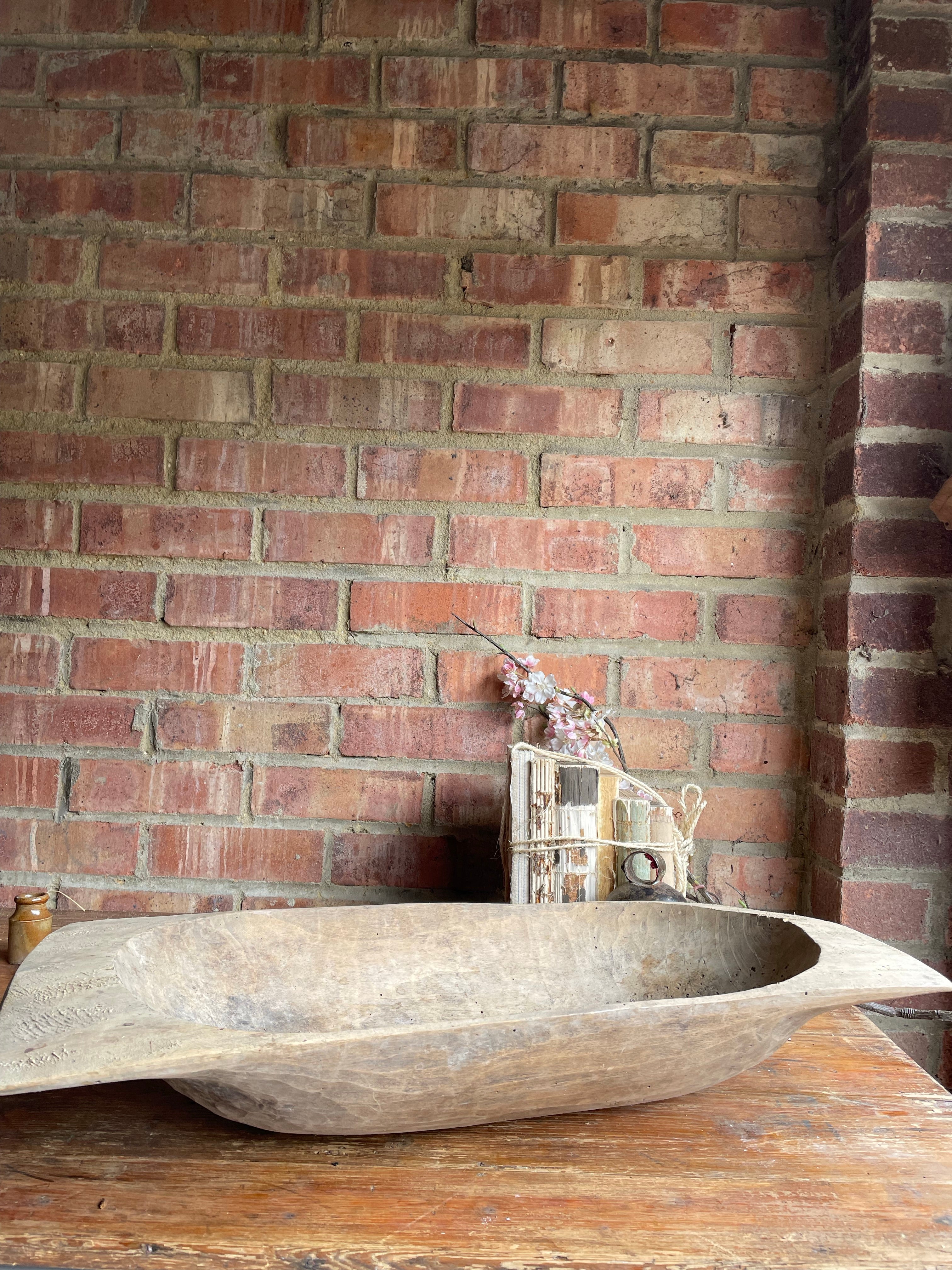 Large Rustic Wooden Dough Bowl 1