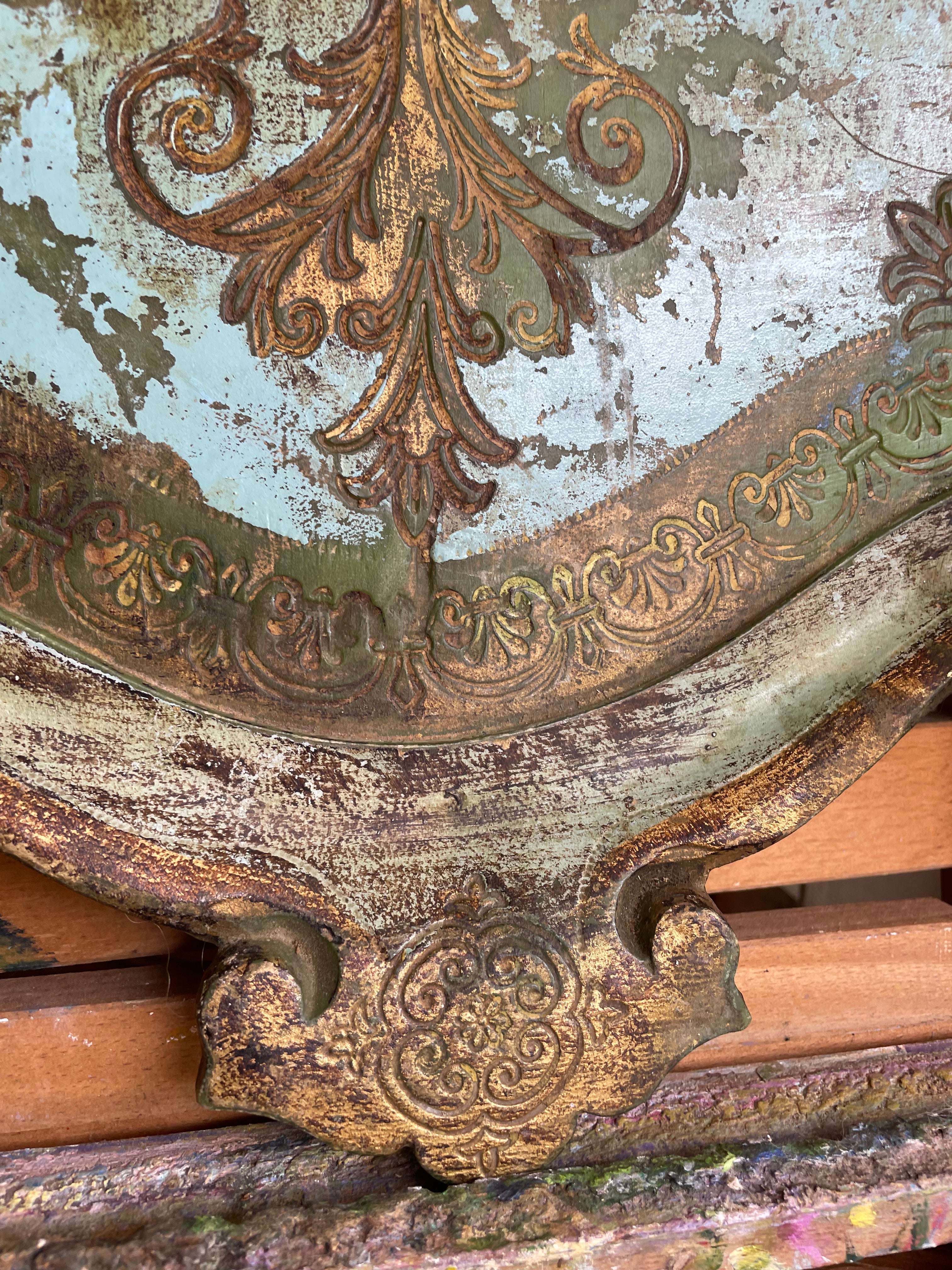 Large Green, Blue and Gold Florentine Tray