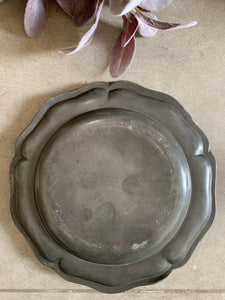 Old Pewter Scalloped Plate