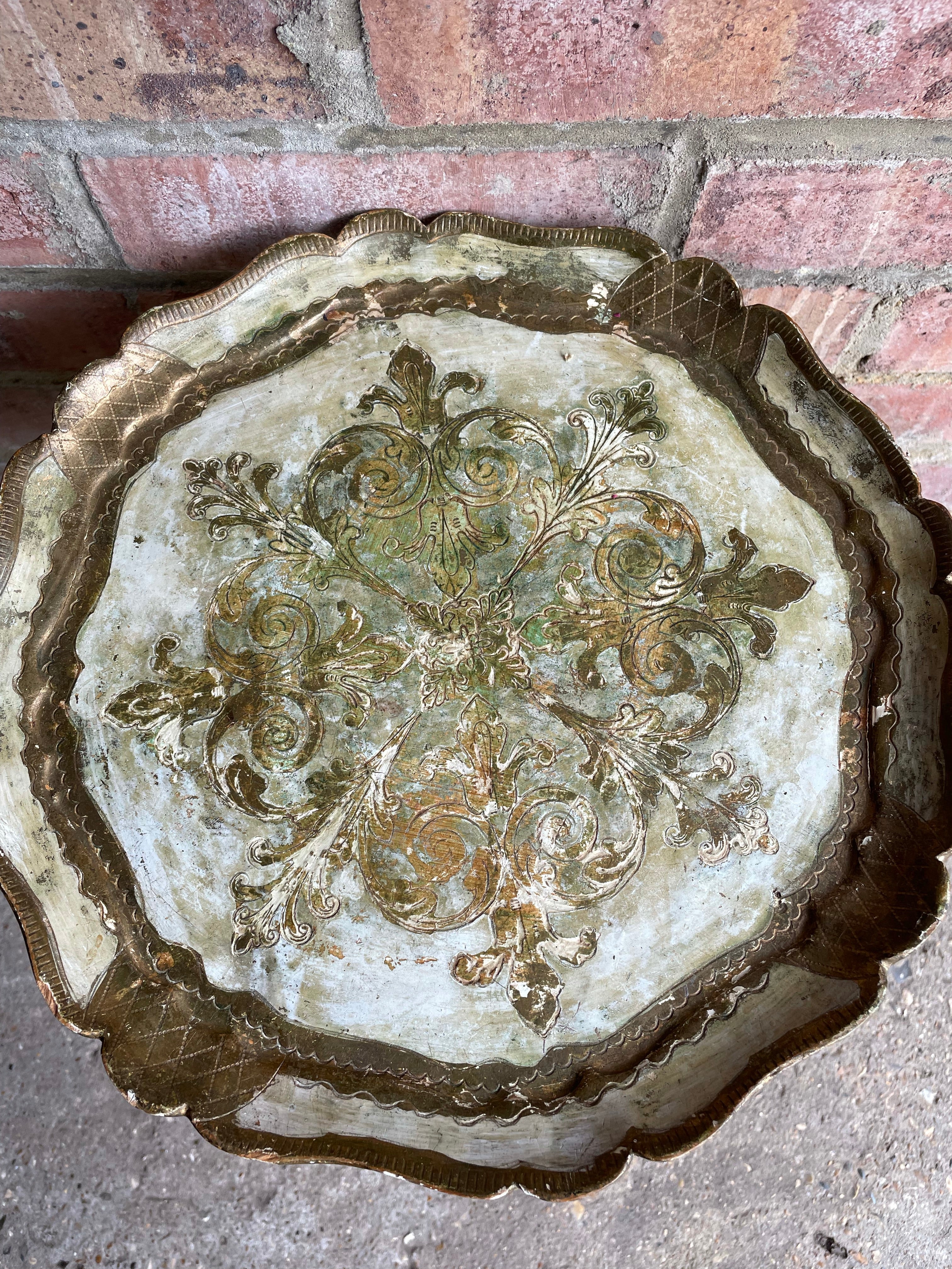 Florentine Gilt and White Occasional Table