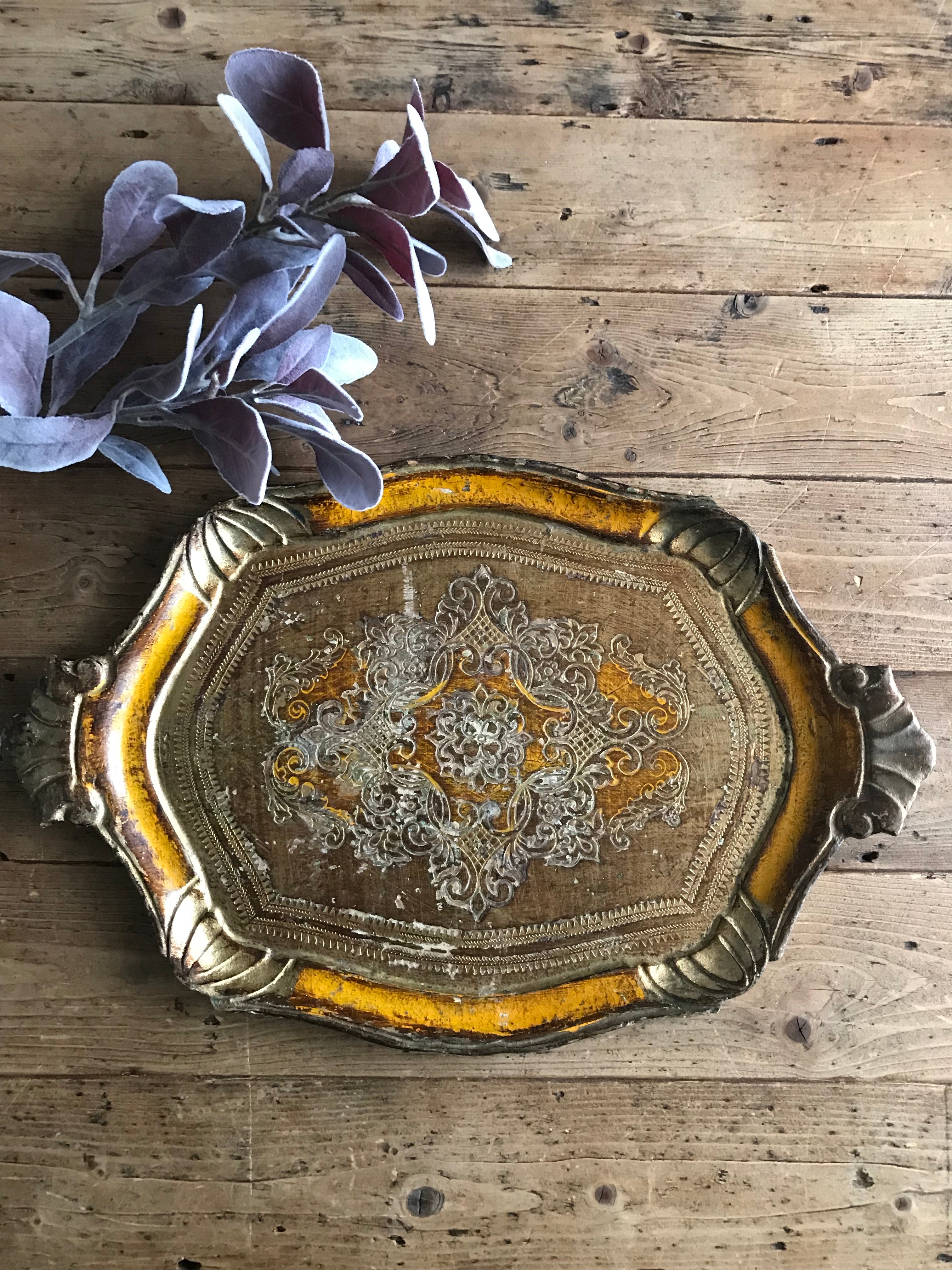 Yellow Florentine Gilt Tray