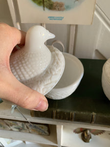Vintage “Nesting Dove” Milk Glass Trinket Dish