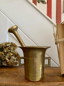 Large Antique Brass Pestle and Mortar