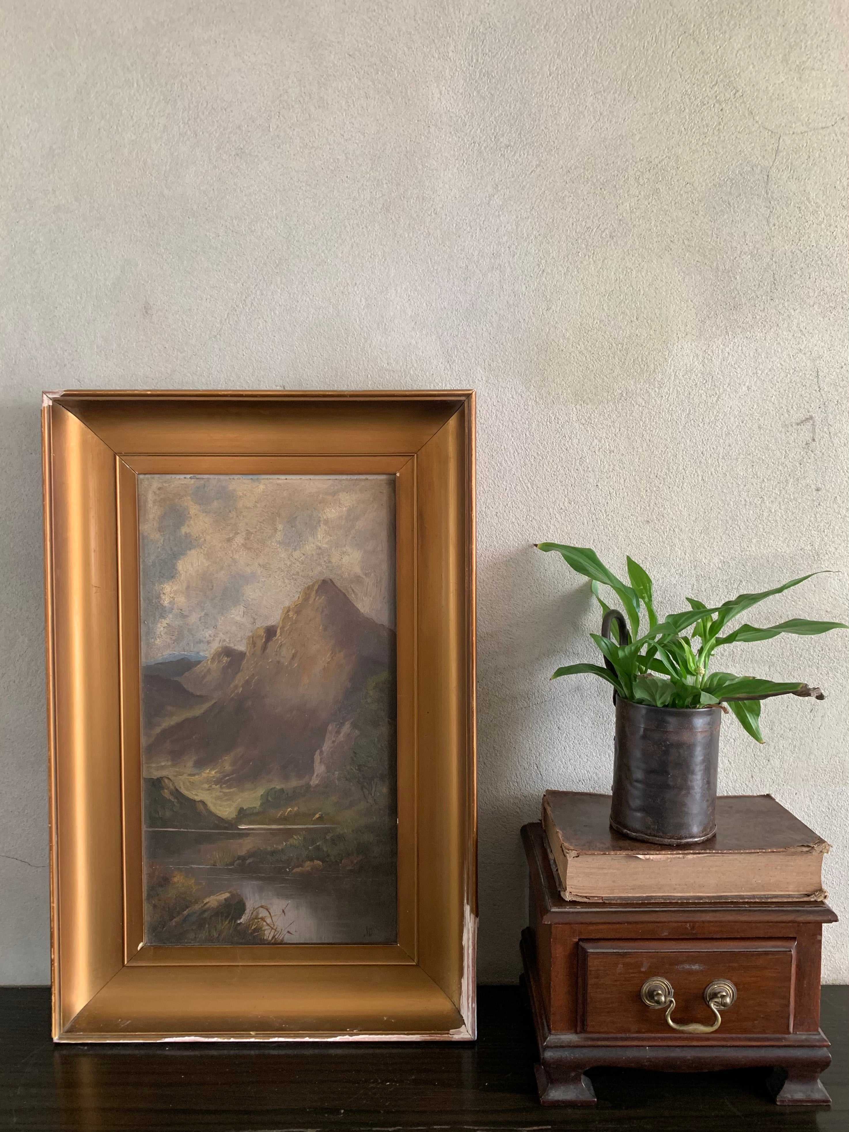 Mountain and Sky: Antique Oil on board