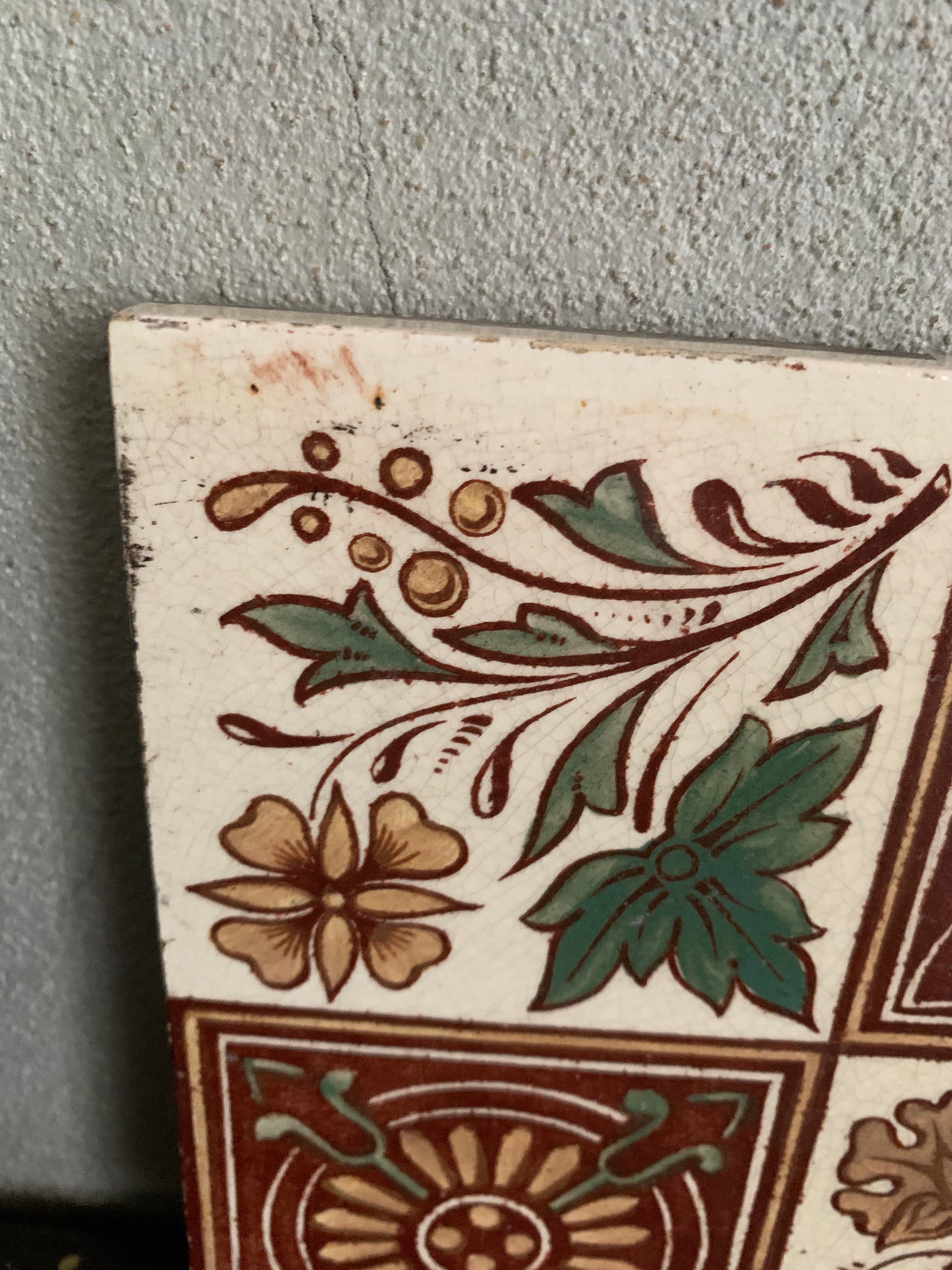 Antique Victorian Pottery Tile 1