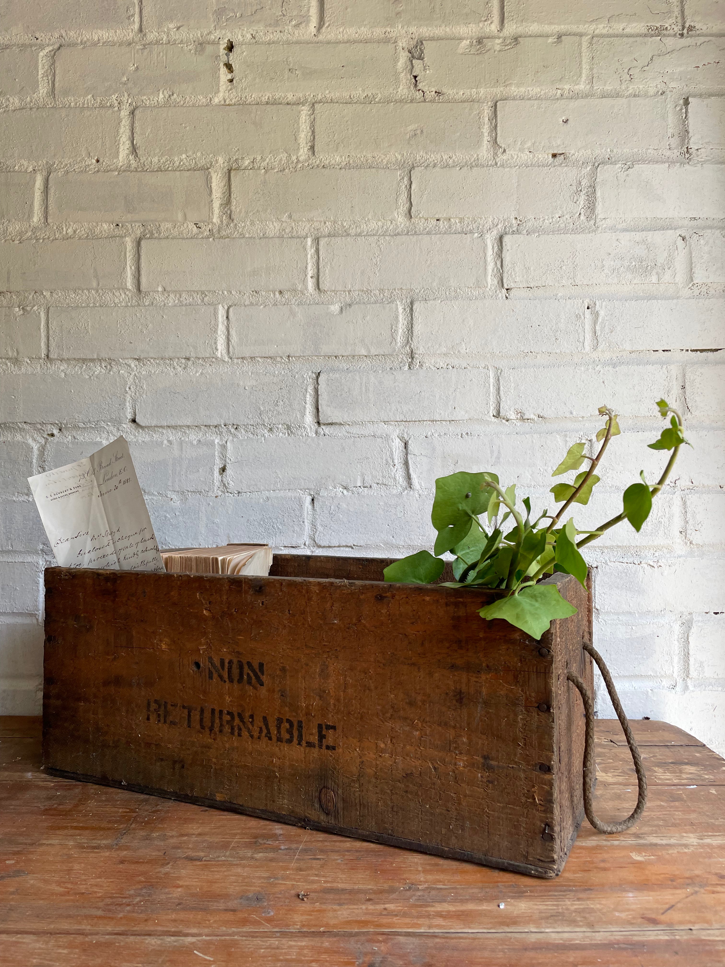 Rustic Storage Box with “Non Returnable” Typography