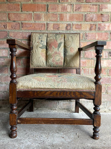 Victorian Low Chair with Original Embroidered Fabric