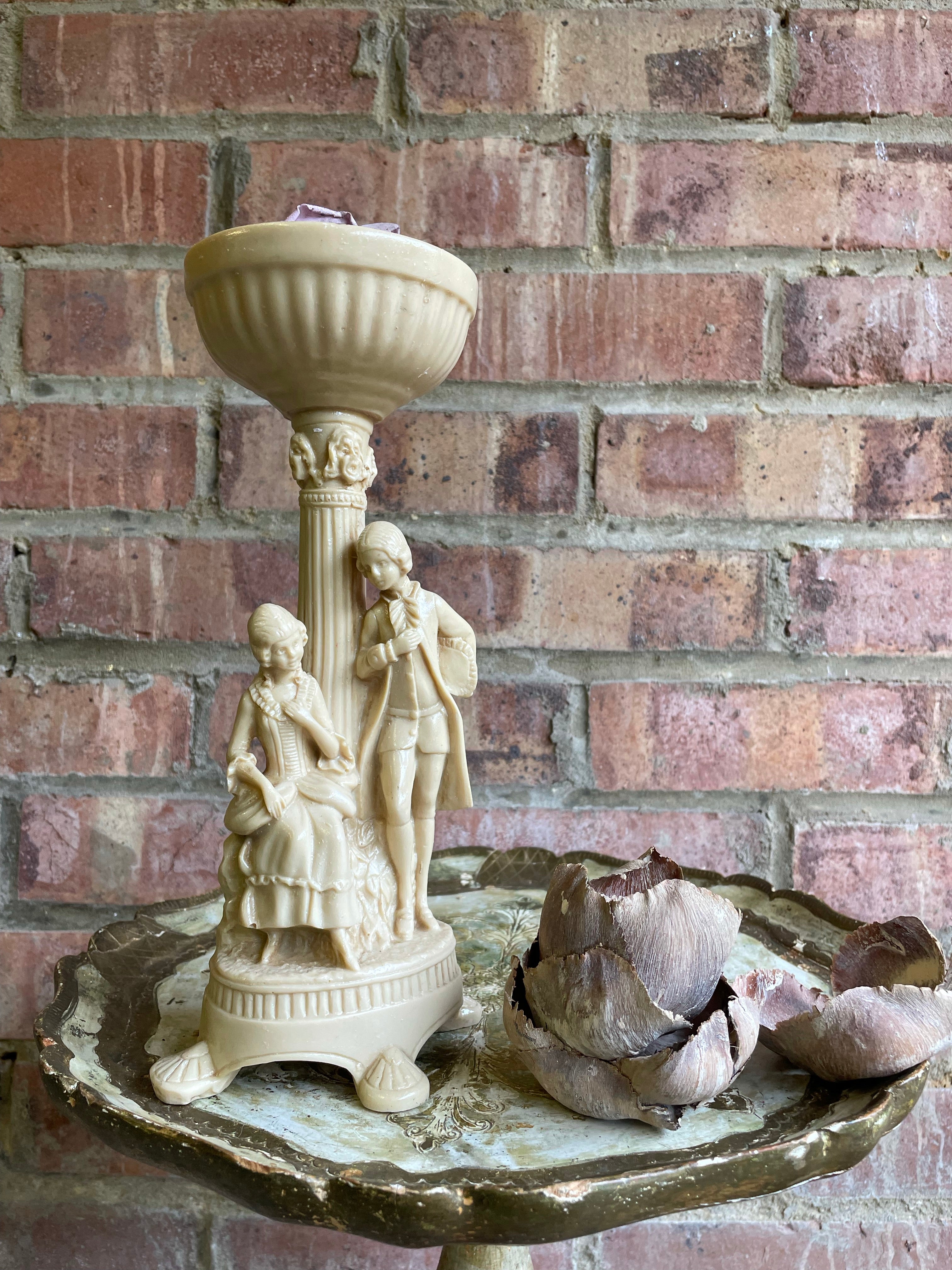 Resin Candleholder/Centrepiece of 18th Century Lady & Gentleman