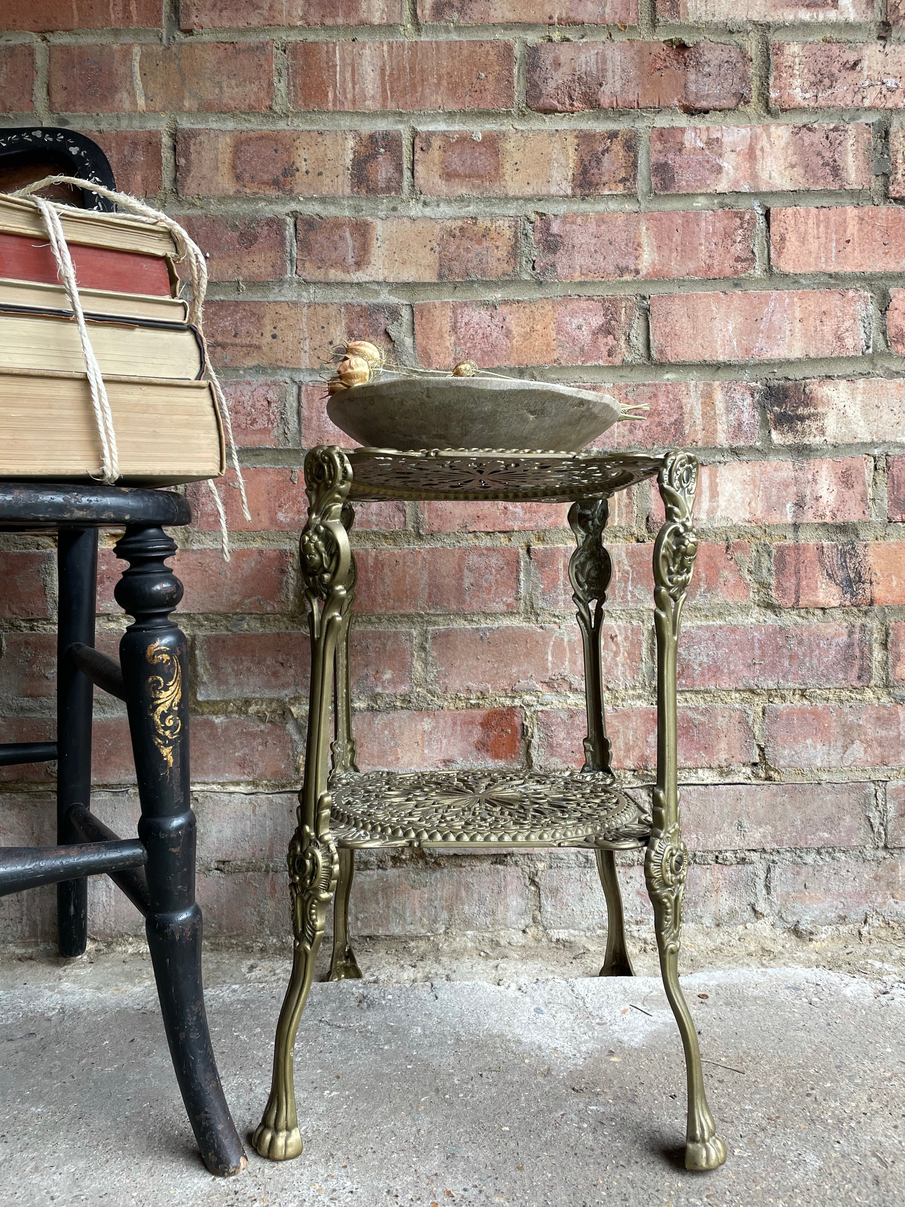 Two-Shelf Brass Occasional Table