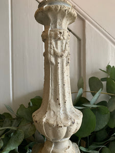 Large Rustic Cast Iron Candleholder  - Cream