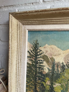 French Treescape: Oil on Board with Rustic Frame
