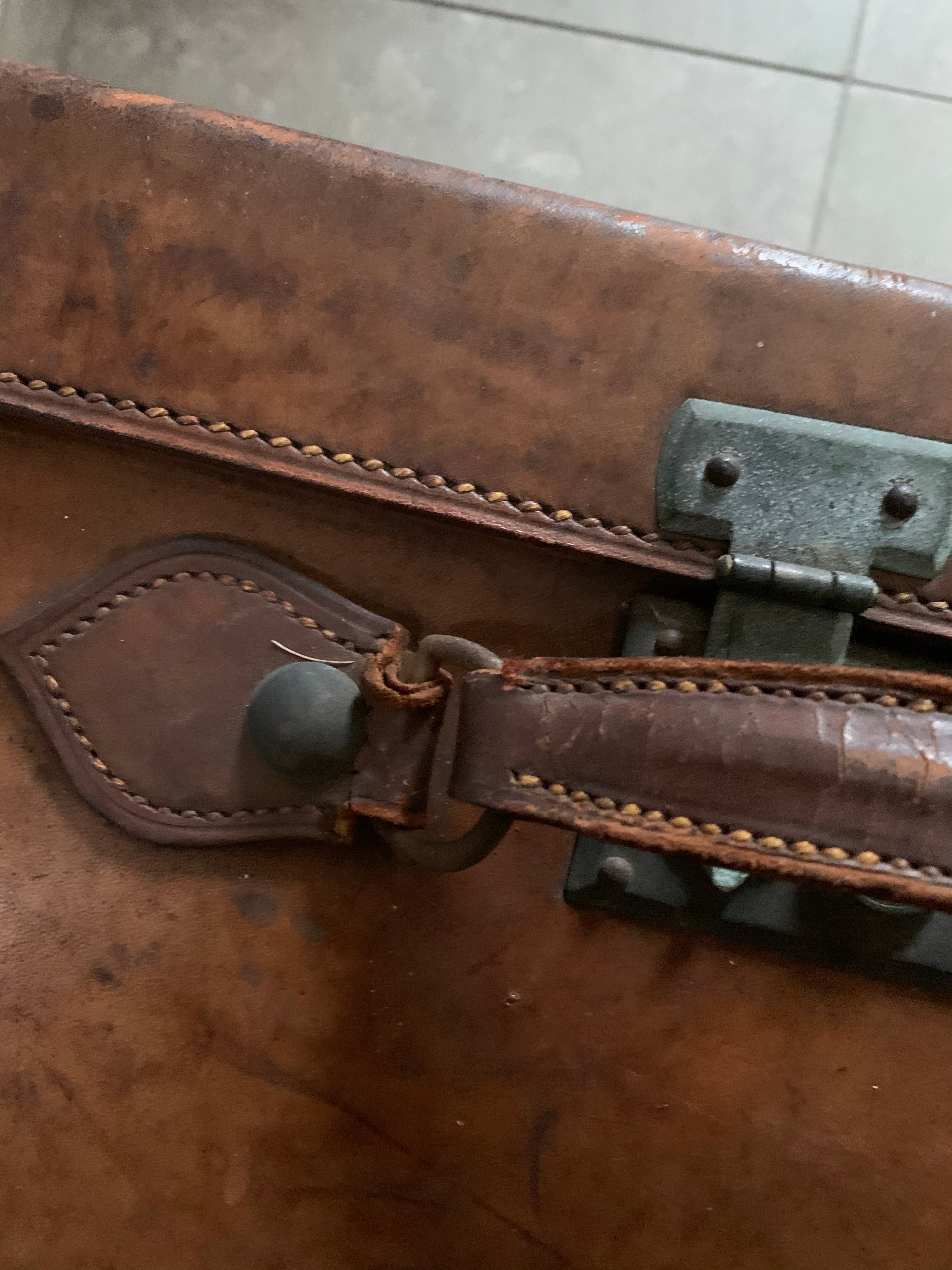 Beautiful 1930s Leather Steamer Trunk