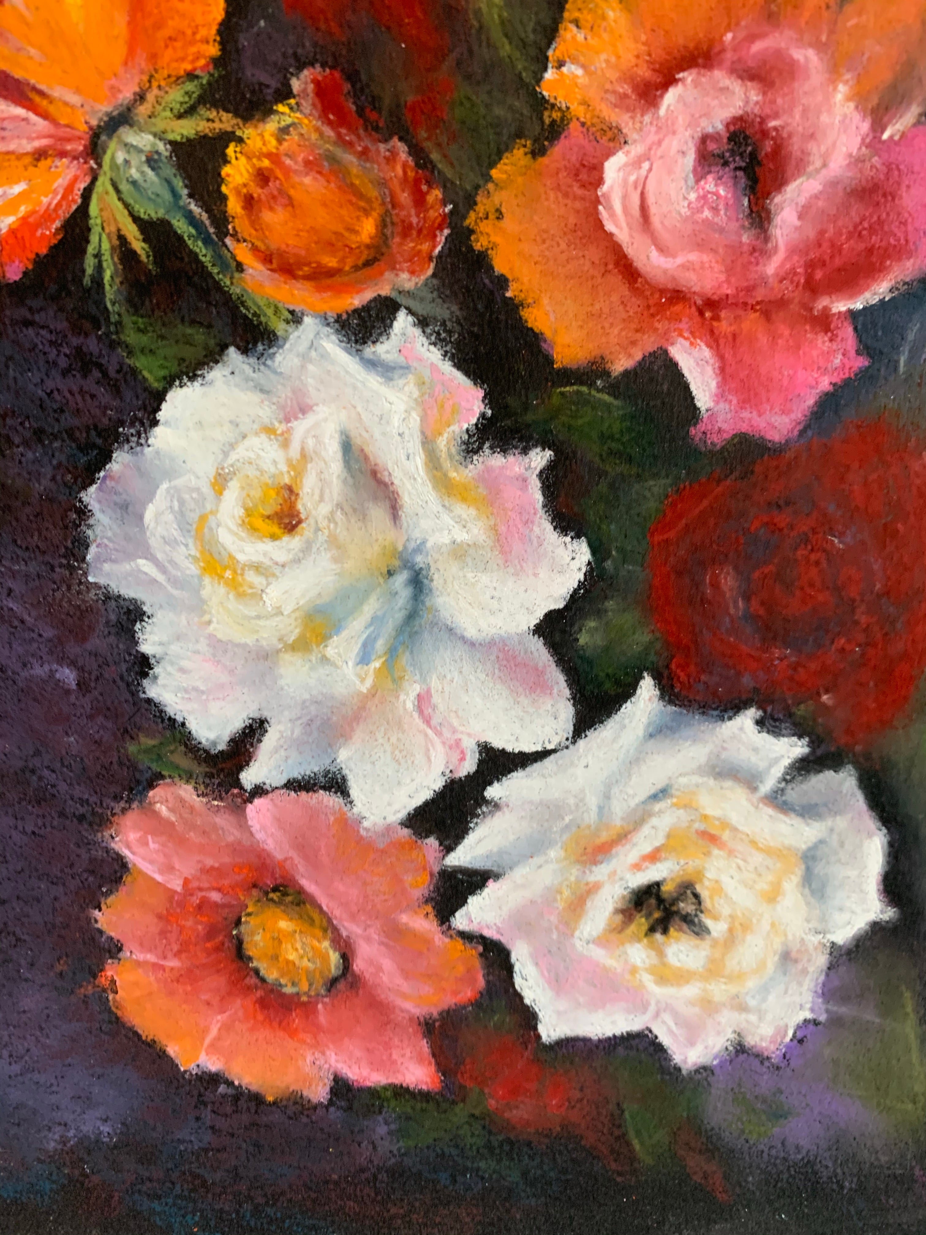 Small Floral Pastel on a Black Paper