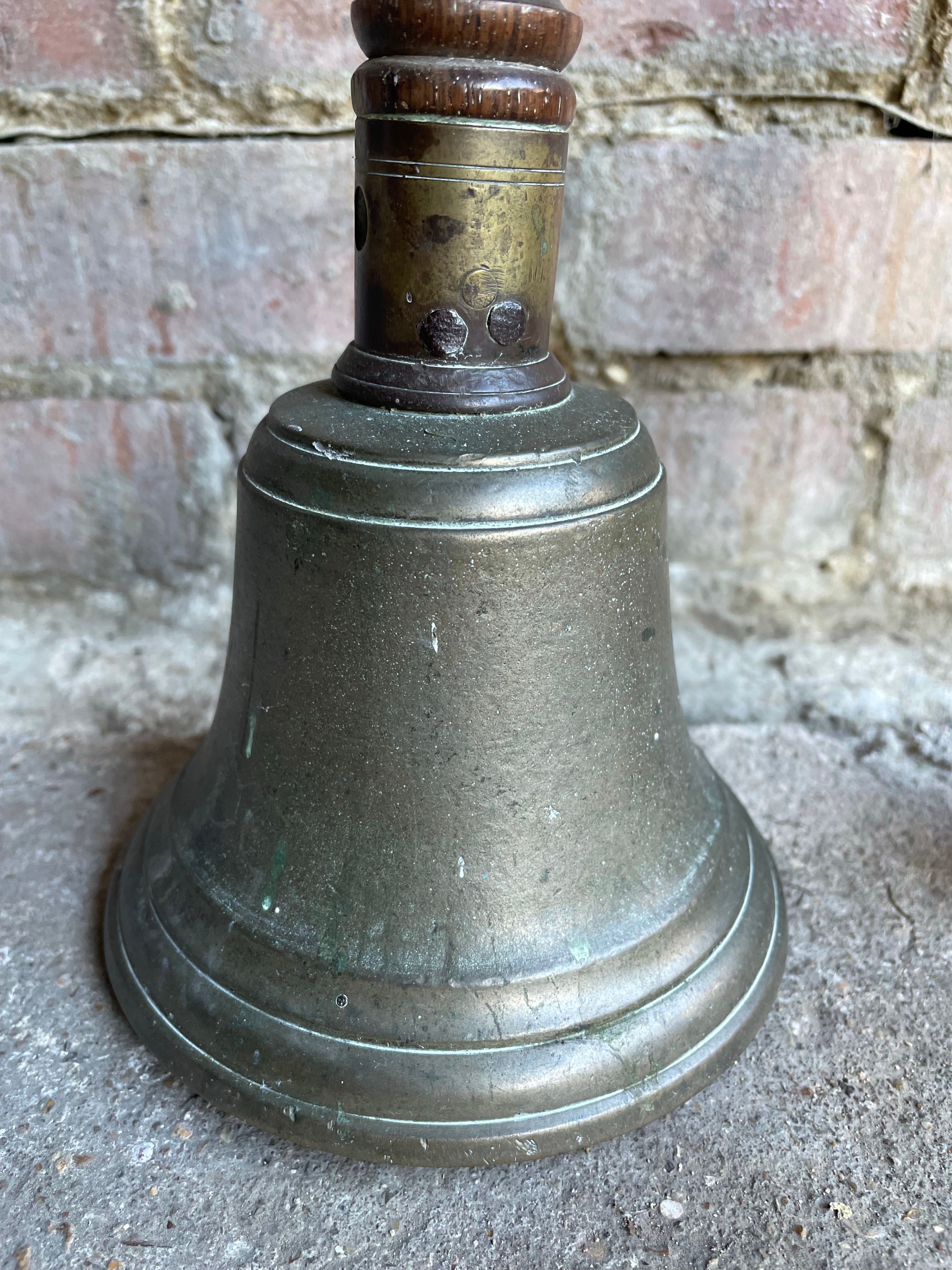 Large Antique Handbell with Wood Handle