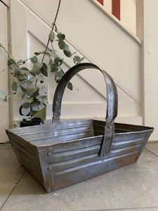 Small Rustic Metal Trug with Adjustable Handle