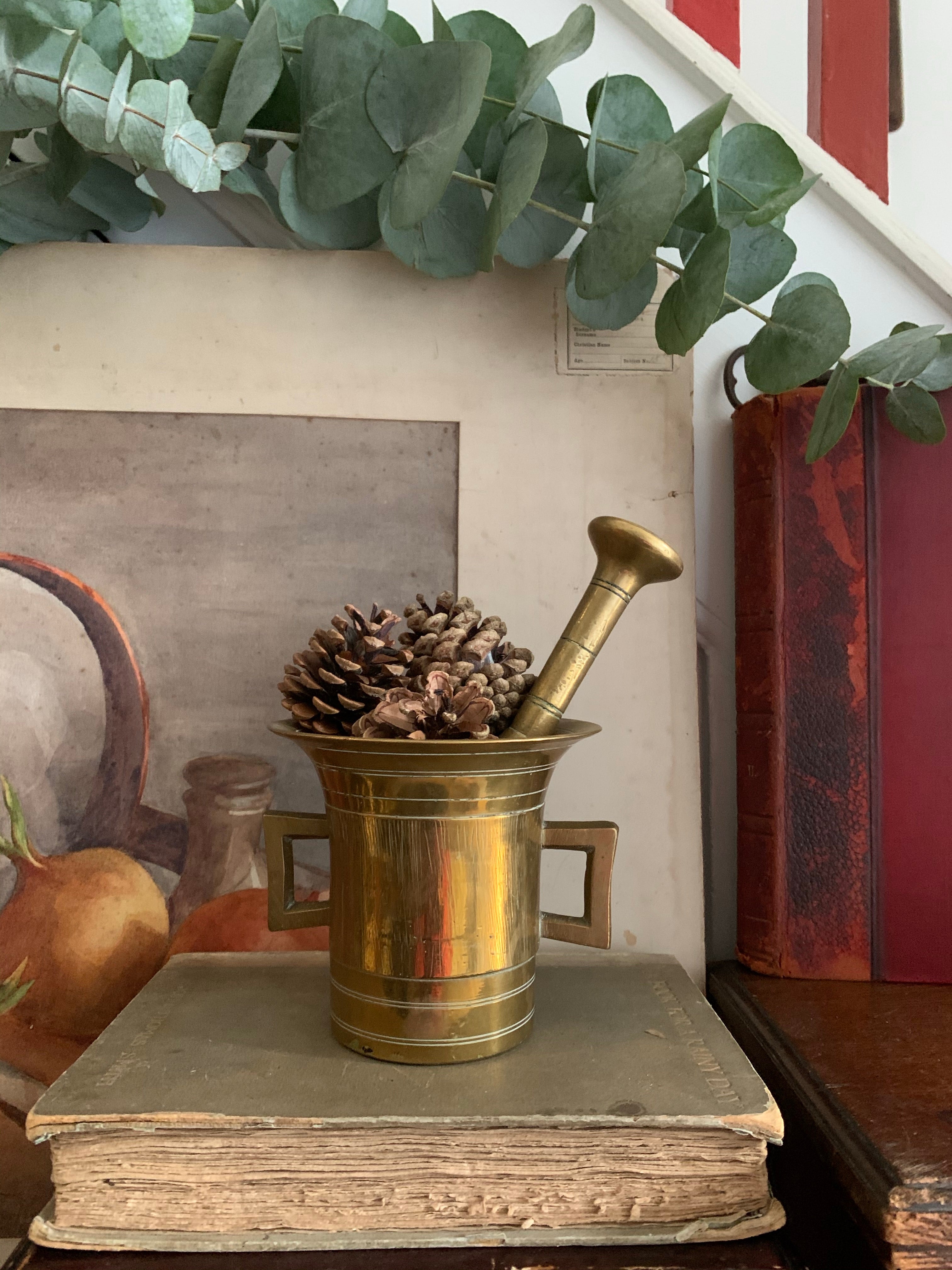 Large Antique Brass Pestle and Mortar 2