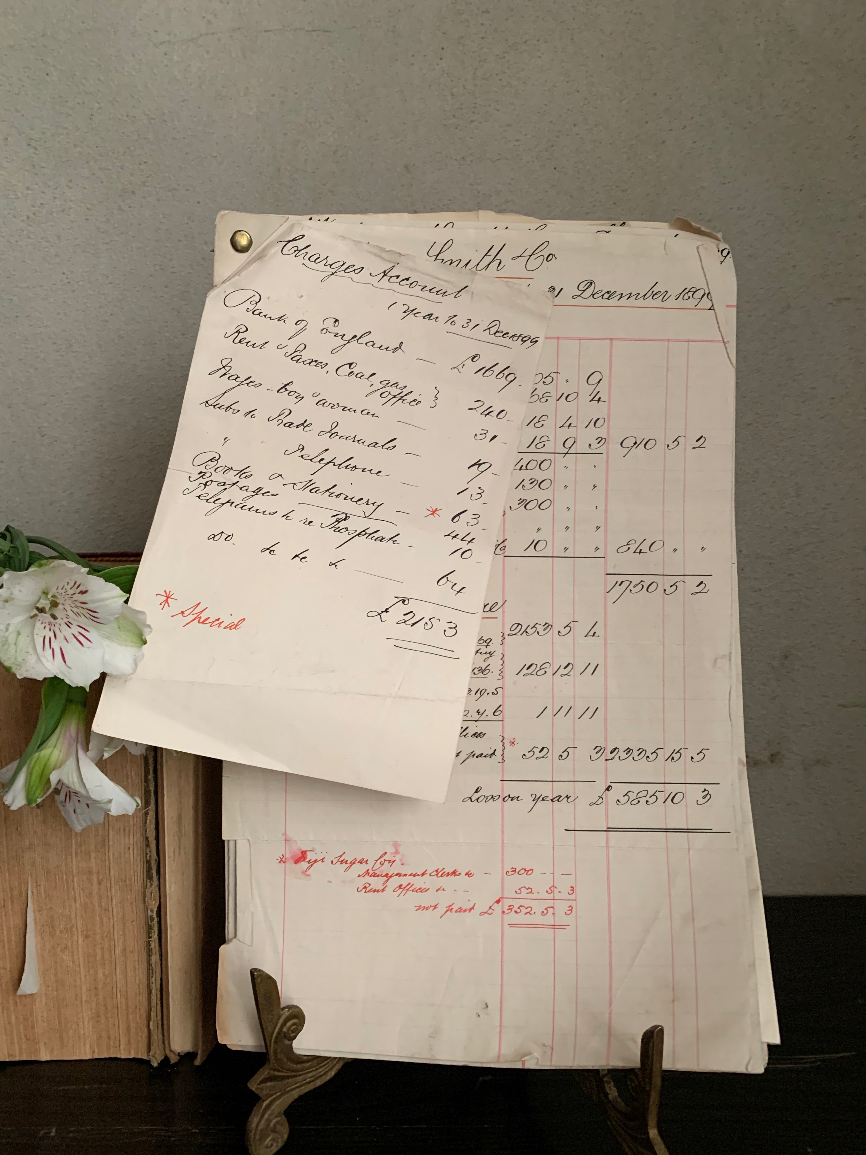 Handwritten Accounts Dated 1899