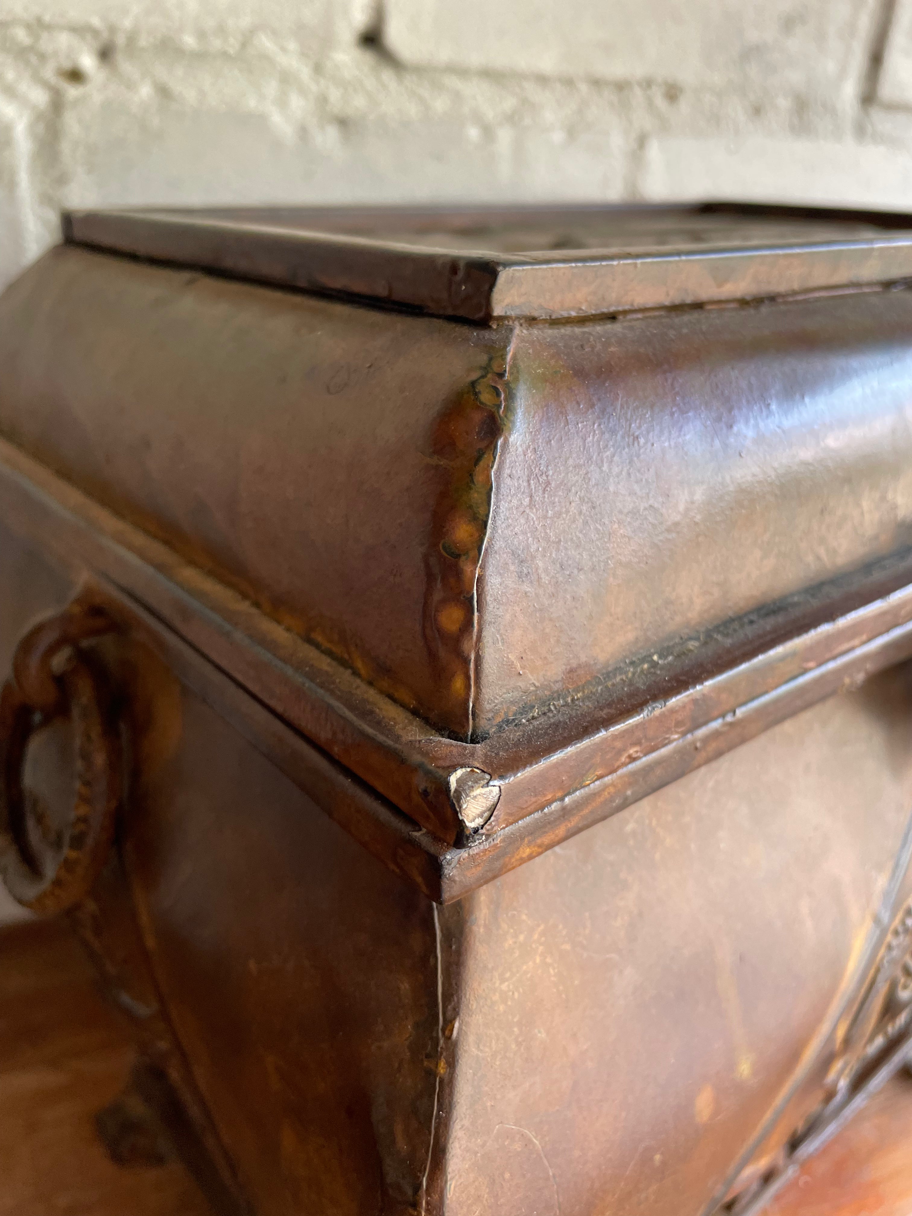 Large Metal Box with Bird Decoration