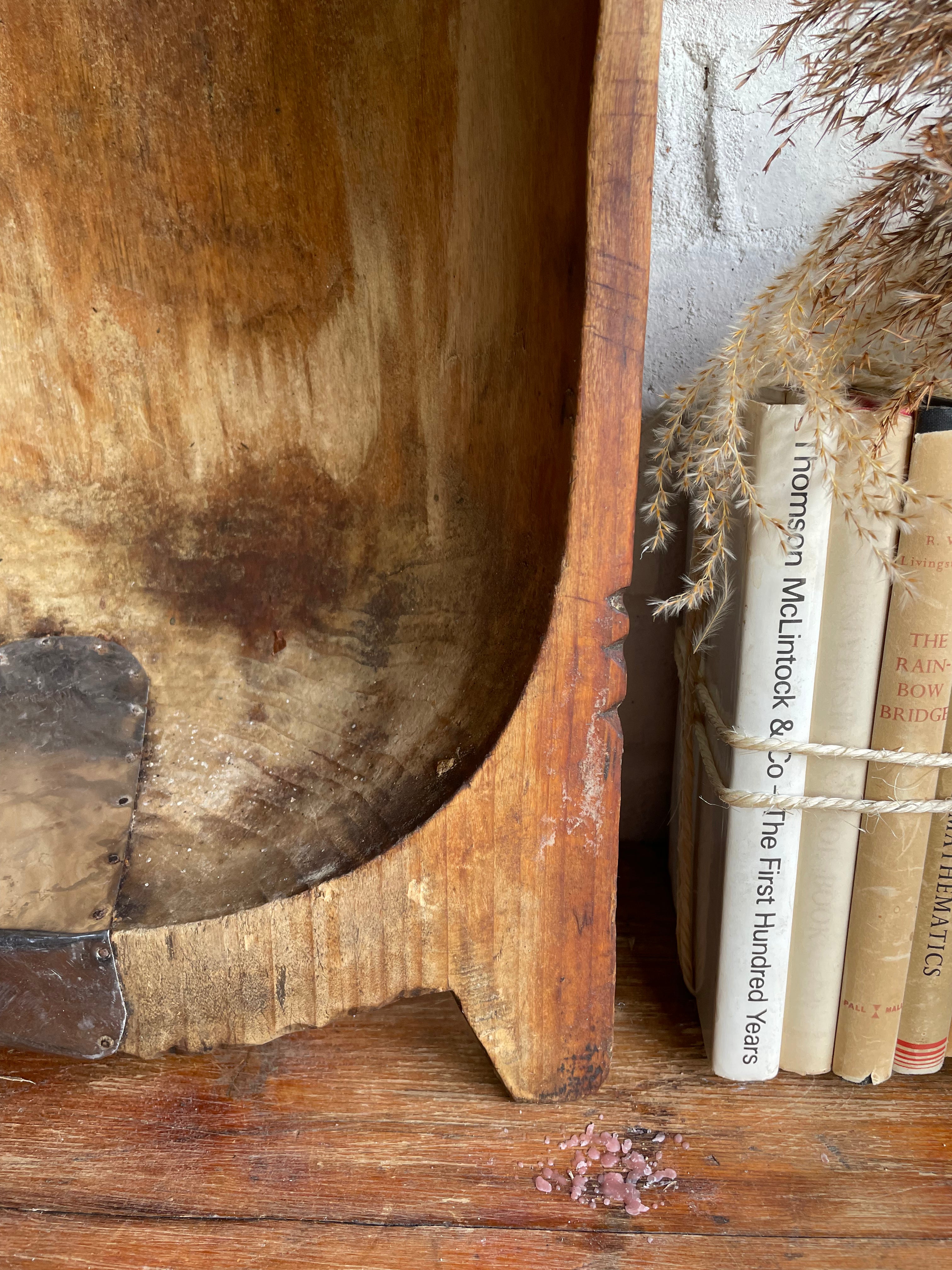 Large Wooden Dough Bowl 1