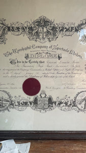 Large Framed 1930s Diploma from “The Worshipful Company of Spectacle Makers”