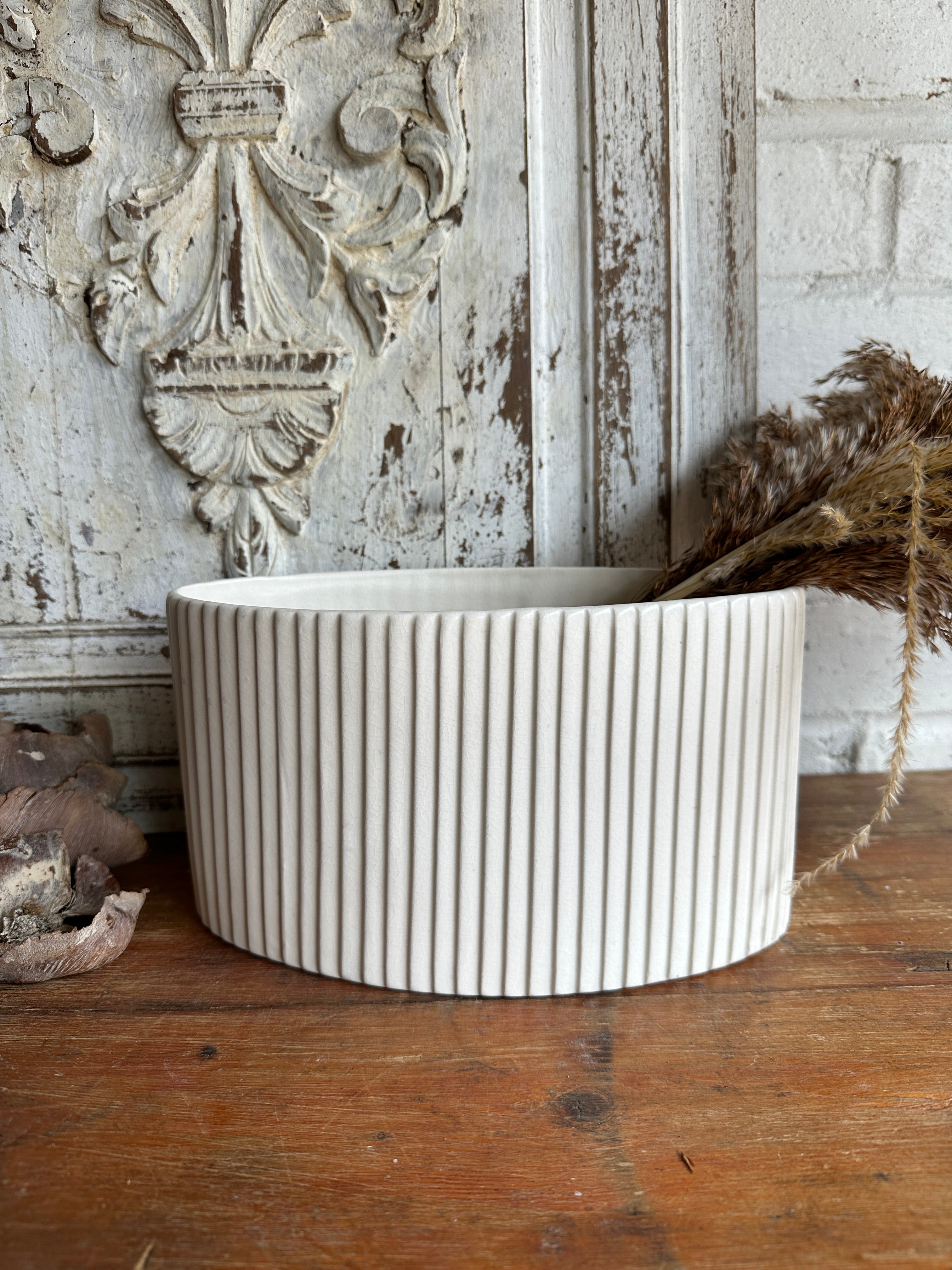Ribbed Ceramic Vase
