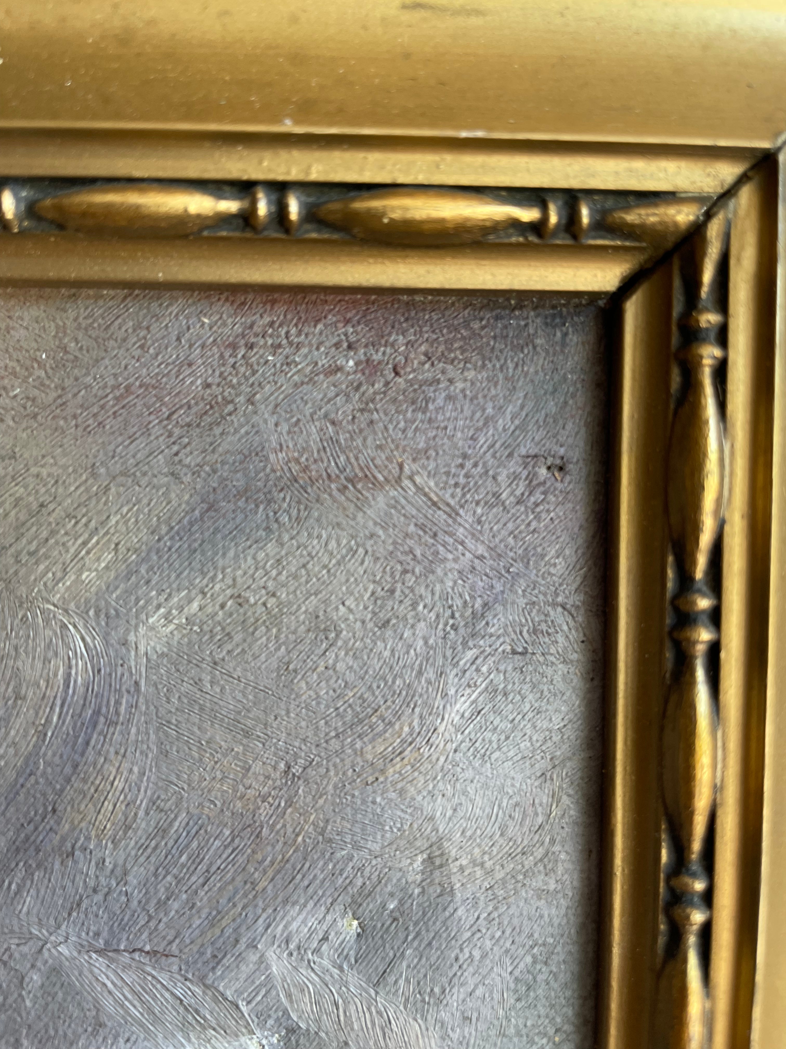 Raspberries: Oil on Canvas with Gilt Frame