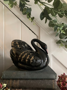 Ceramic Swan Flower Posy with Gold Feather Detail