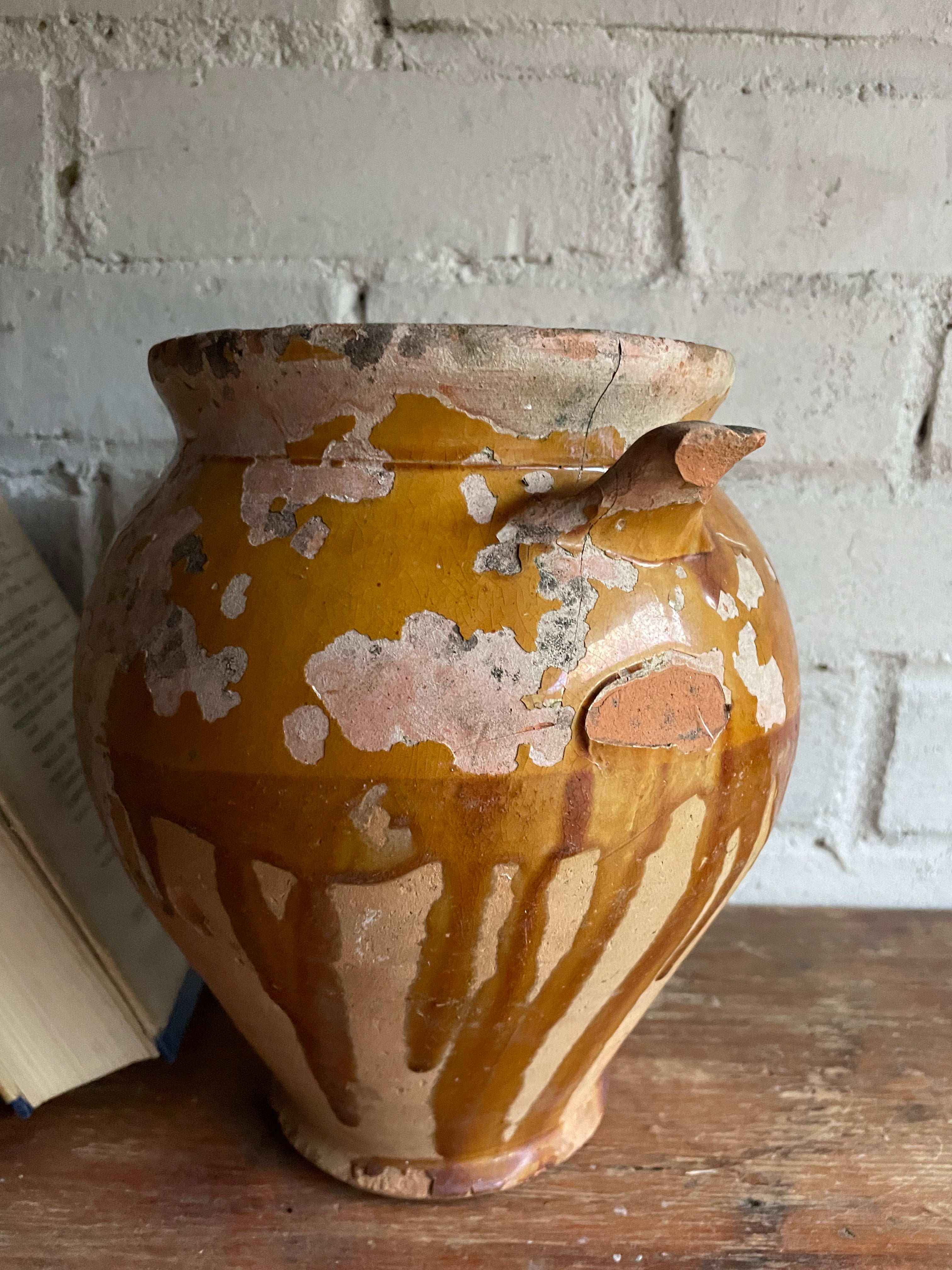 Small 19th Century French Yellow Confit Pot