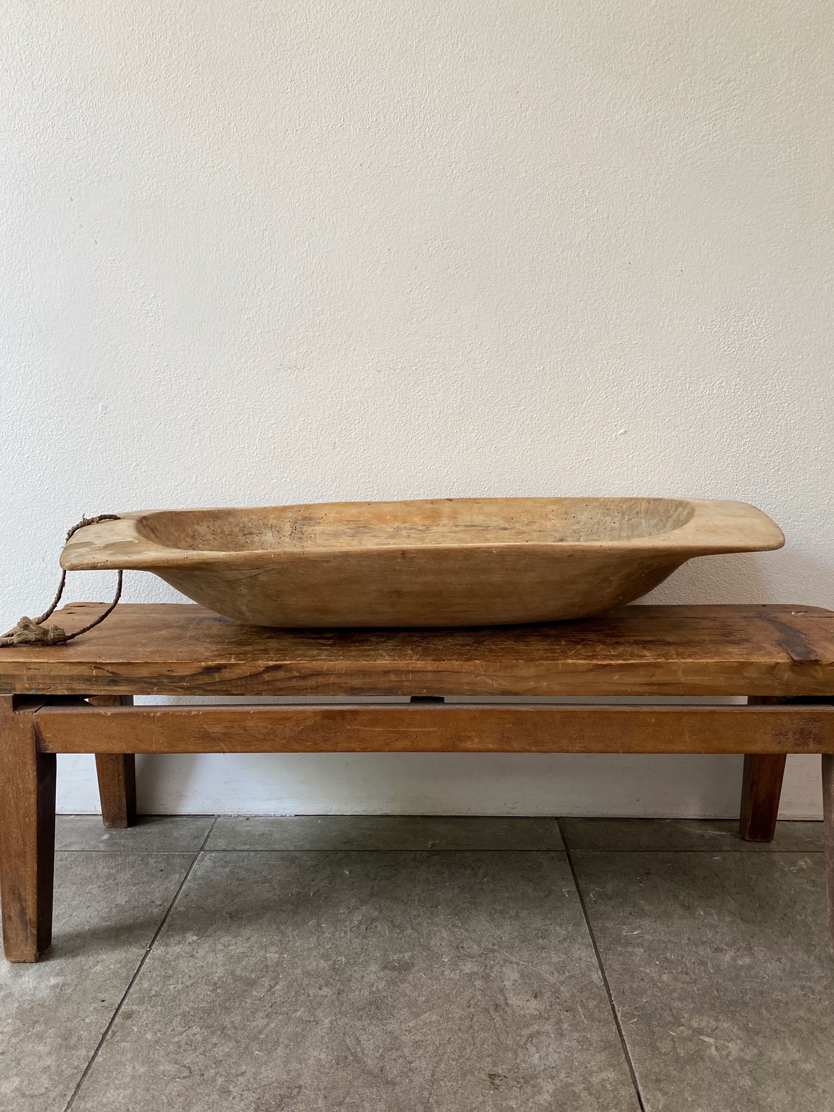 Large Rustic Wooden Dough Bowl